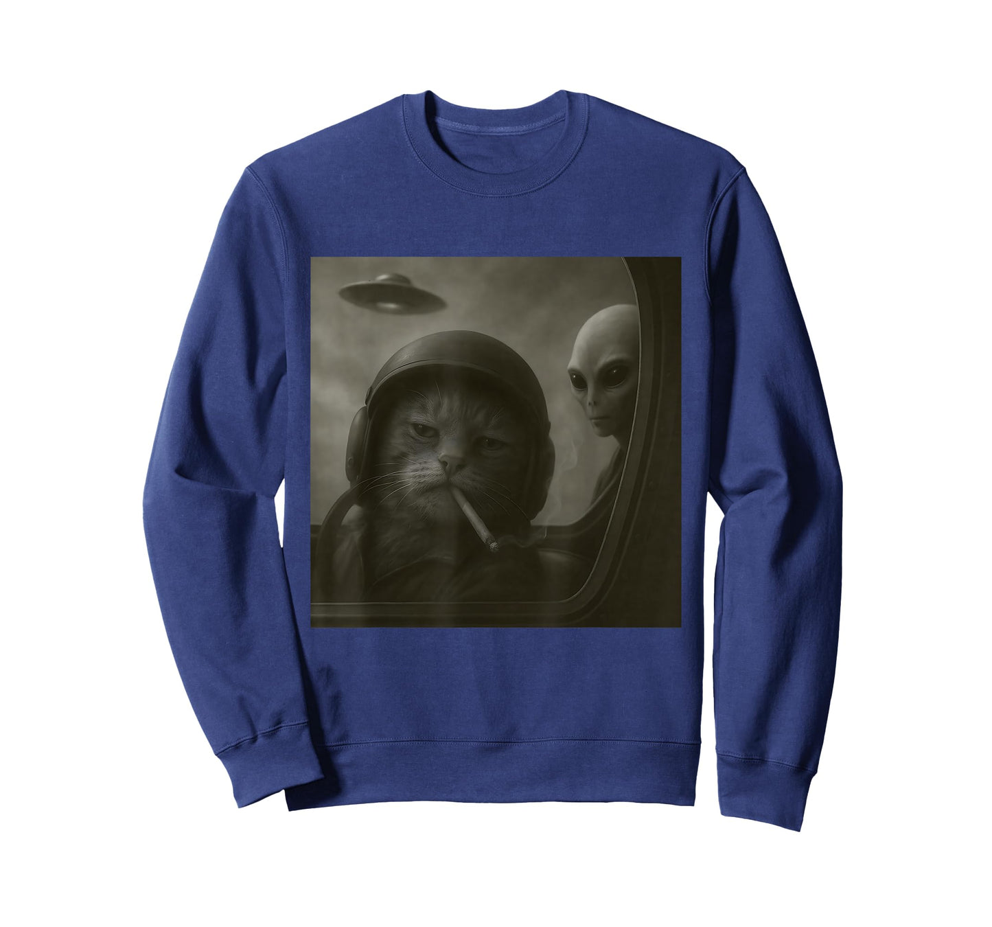 Cat Smoking Cigarette Alien Pilot Funny Meme Cat T-Shirt