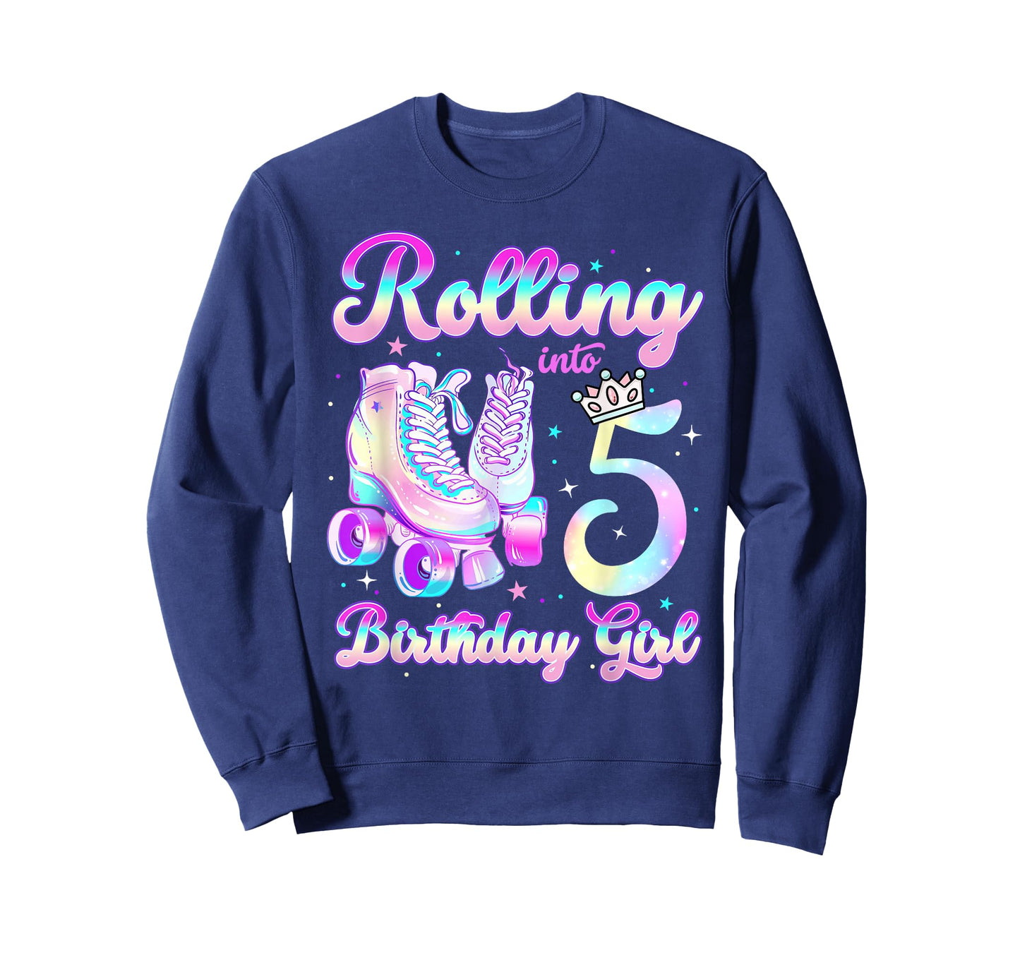 Kids Rolling Into 5 Roller Skating 5th Birthday Girls Party T-Shirt