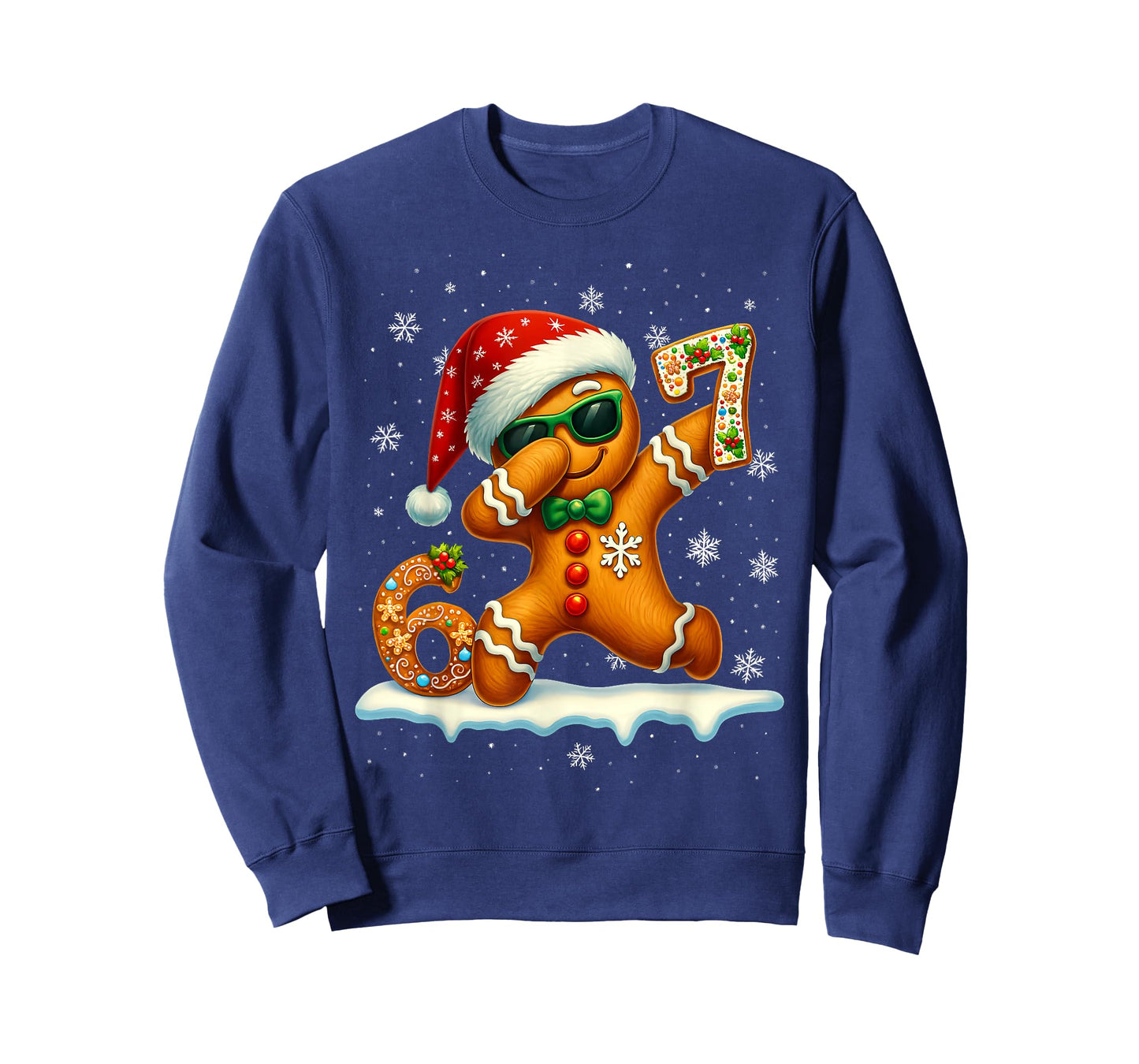 Funny Gingerbread Six Seven 67 Ice Cream Drip Christmas Boys T-Shirt
