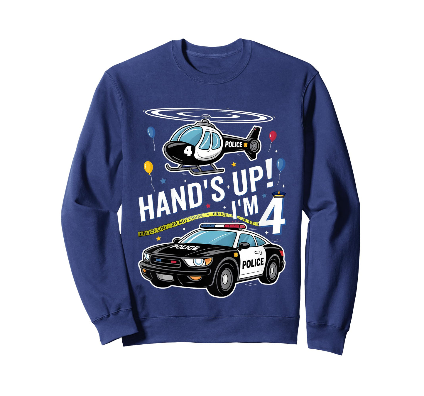 Police 4th Birthday Boy Girl 4 Year Old Policeman Police Car T-Shirt