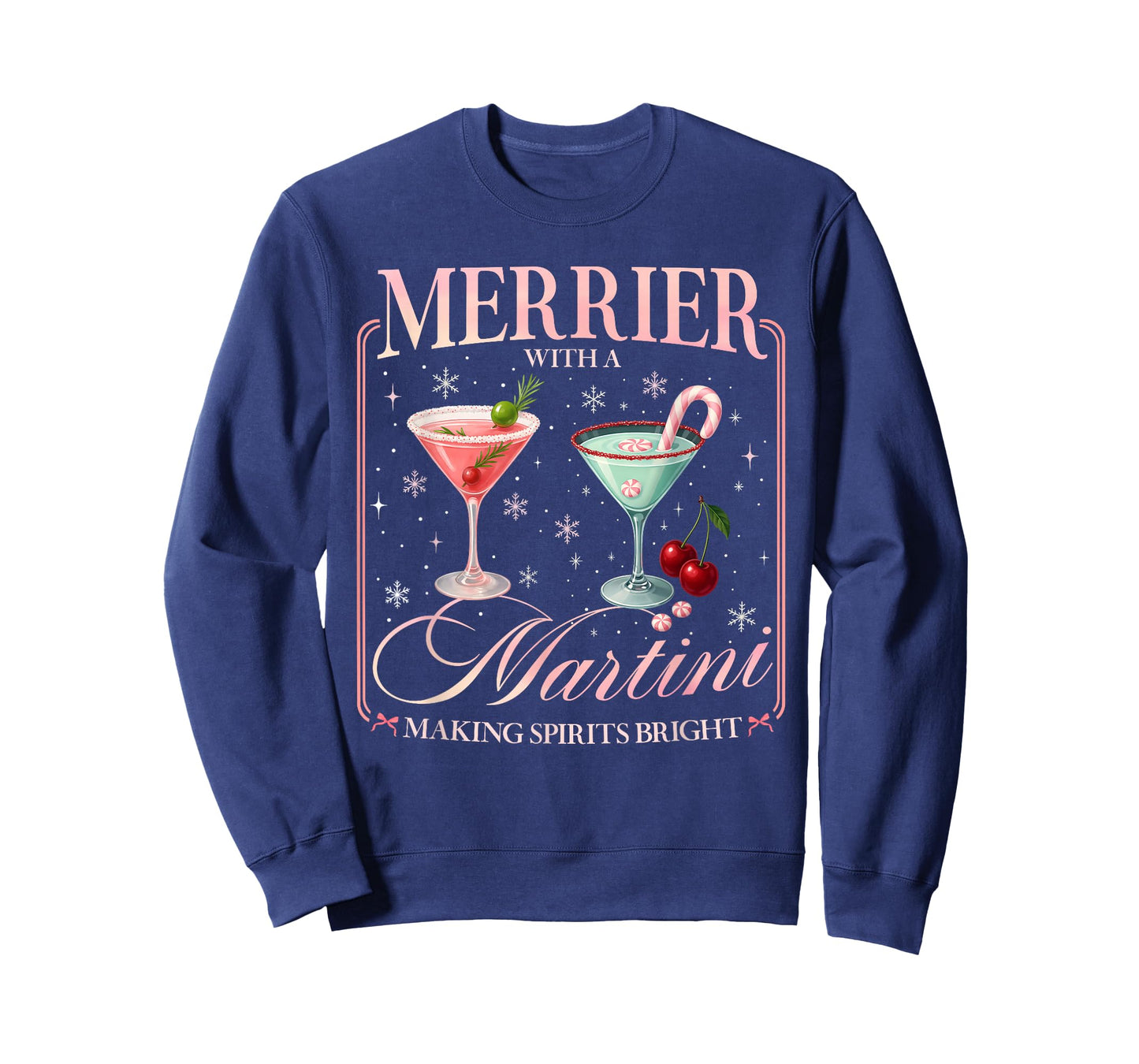 Funny Merrier with A Martini Bachelorette Merry Christmas T-Shirt