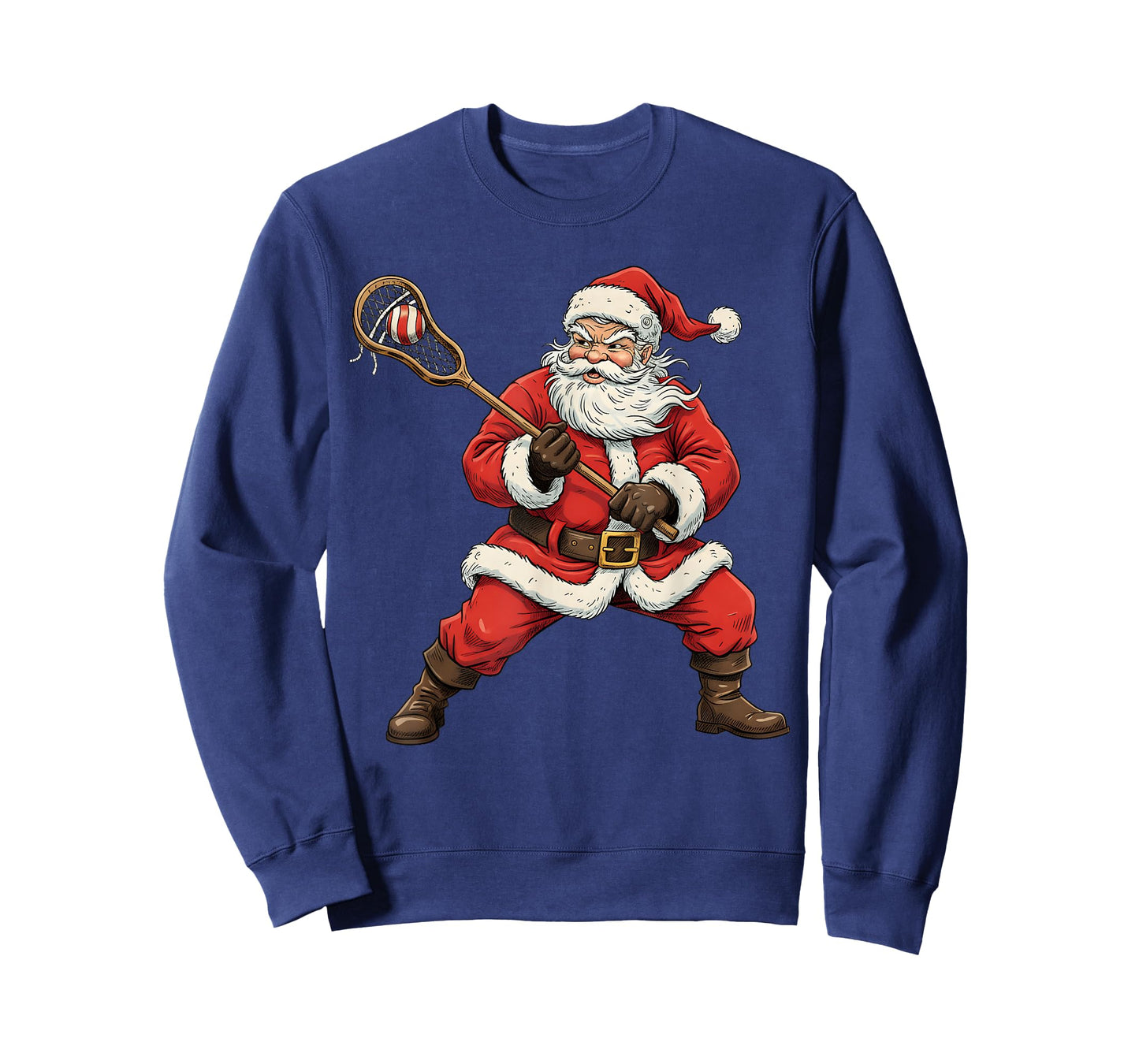 Christmas Santa Playing Lacrosse Lax Player Xmas Sport Lover T-Shirt