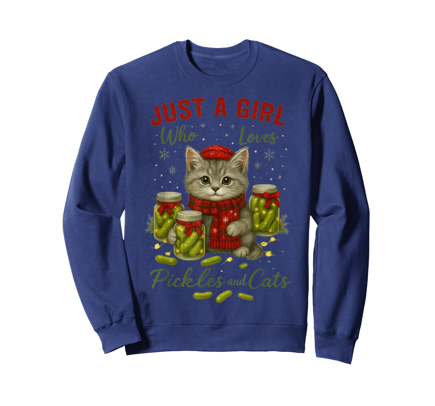 Just a Girl Who Loves Pickles and Cats Christmas T-Shirt