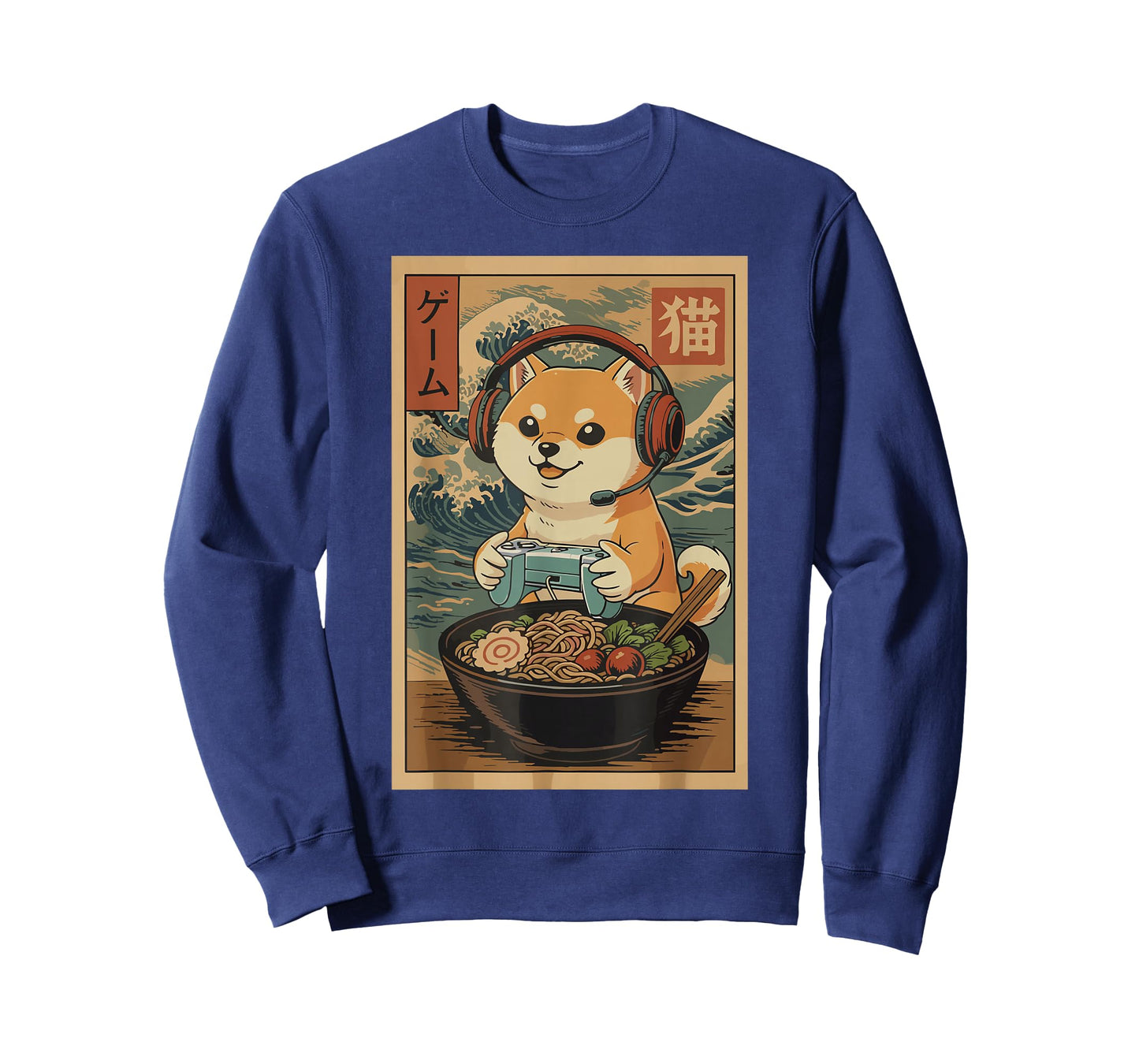 Kawaii Japanese Ramen Dog Retro Gaming Shirts for Men T-Shirt
