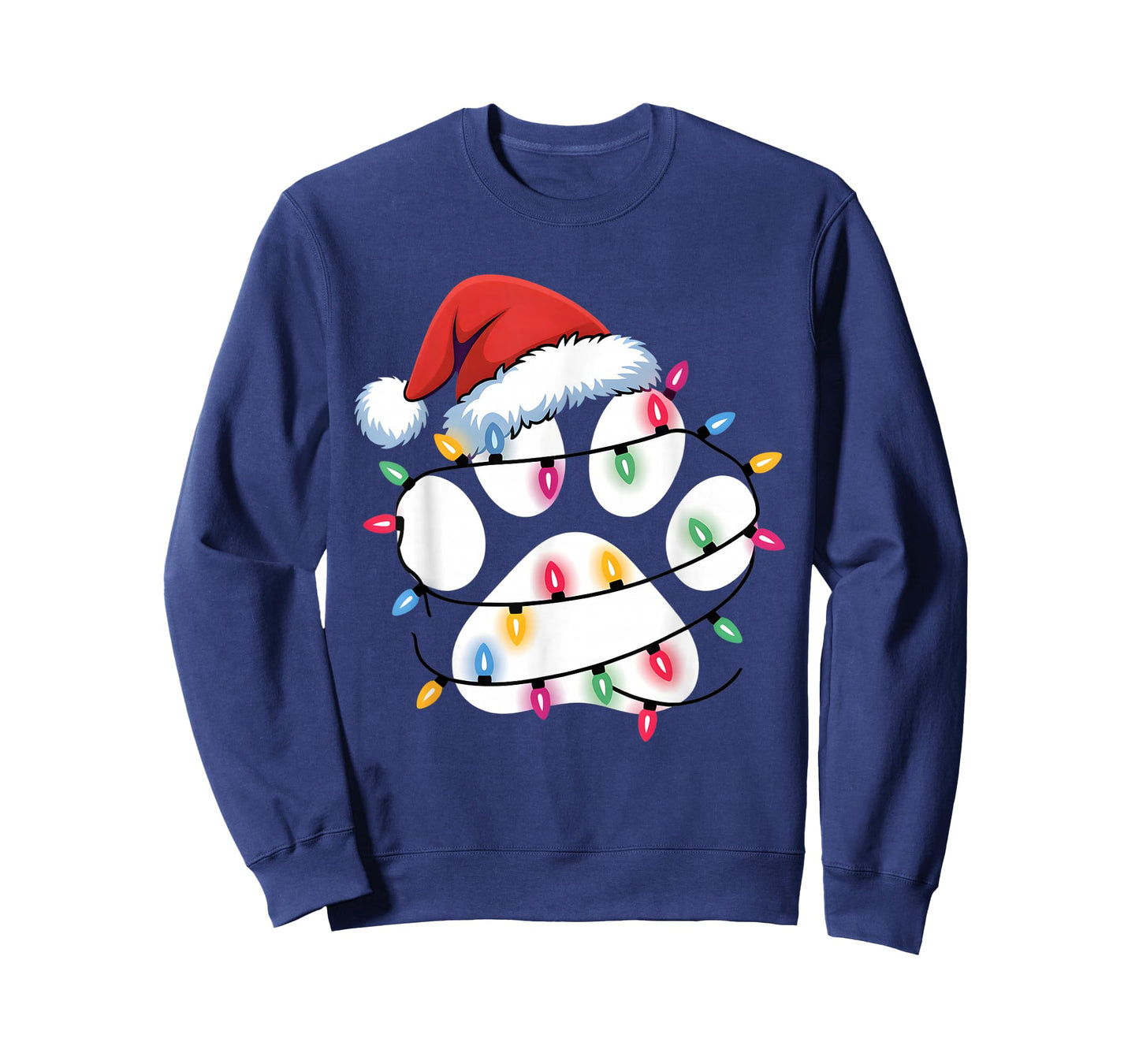 Dog Paw Print Christmas Funny Santa Puppy Women Men Girls T-Shirt
