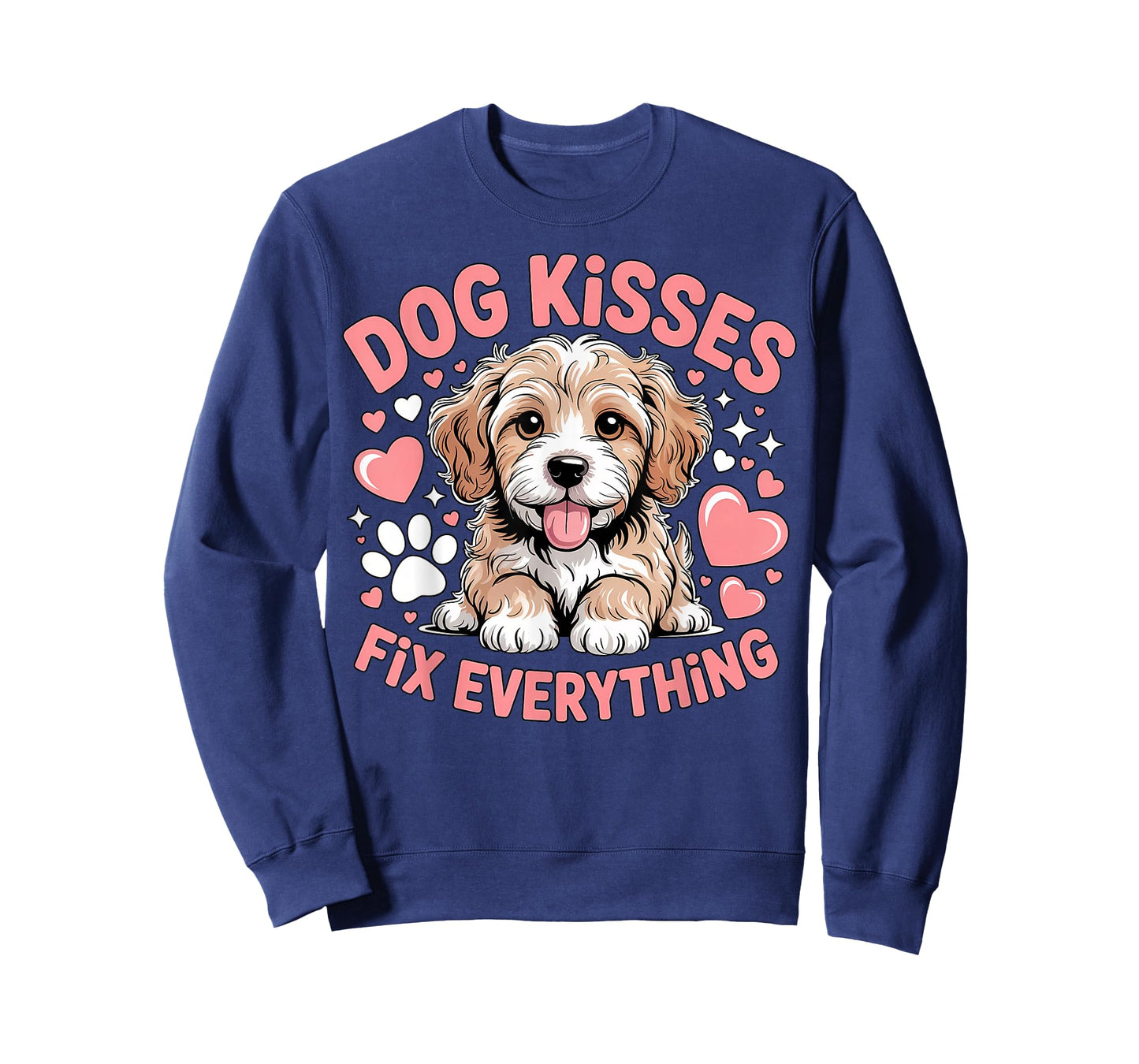 Dog Kisses Fix Everything Cute Puppy Hearts Paws T-Shirt