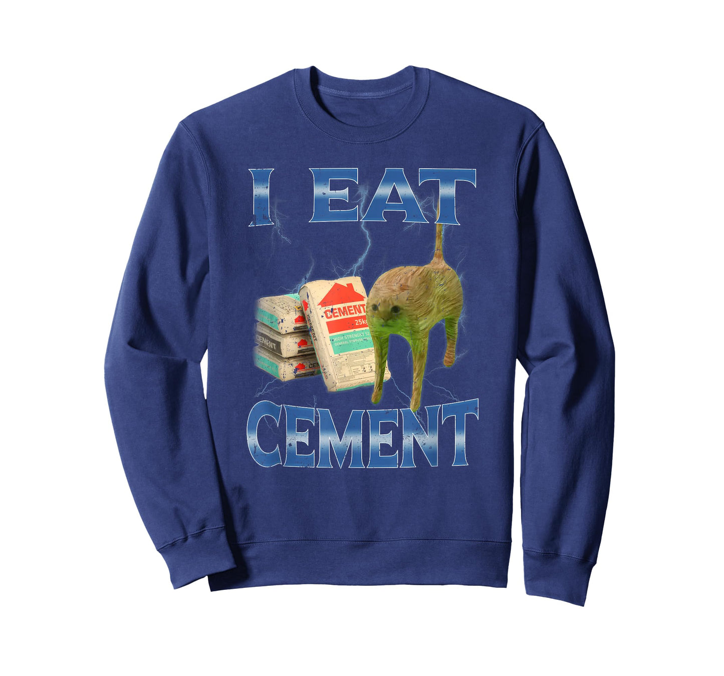 I Eat Cement Bag Cursed Cat Meme Brainrot T-Shirt