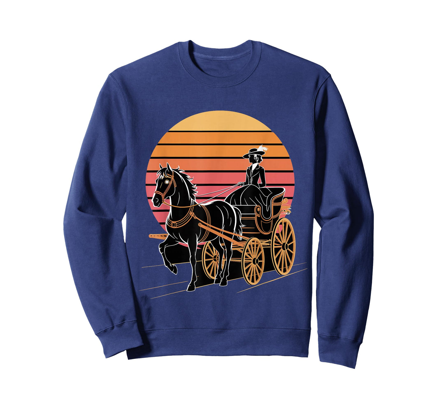 Victorian Lady Horse Carriage Retro Sunset T-Shirt