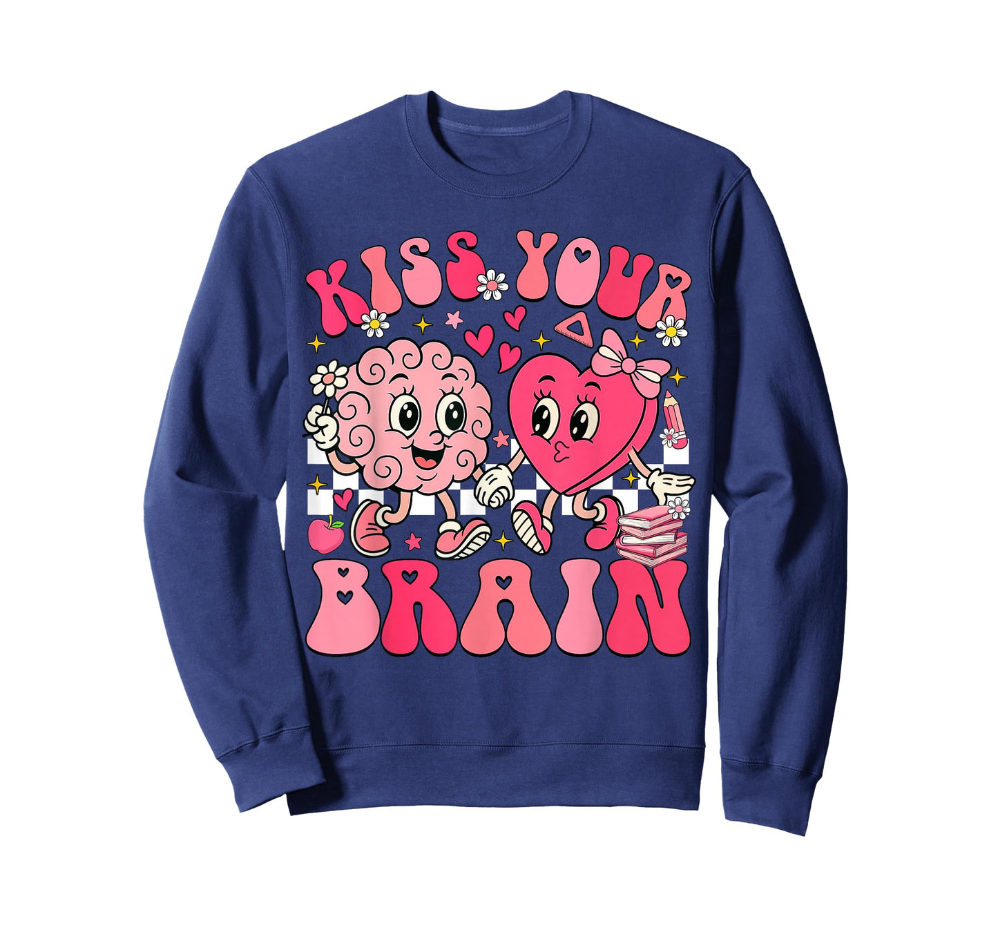 Kiss Your Brain Retro Valentines Day Teacher Squad Heart Kid T-Shirt