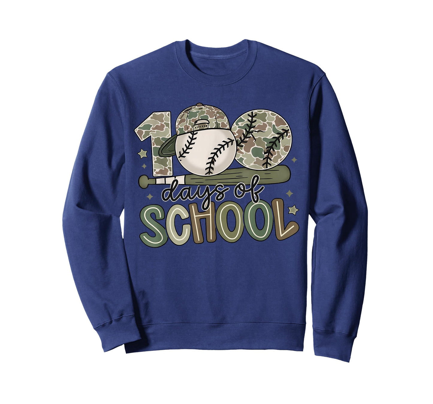 100 Days of School Baseball Camo Celebration T-Shirt
