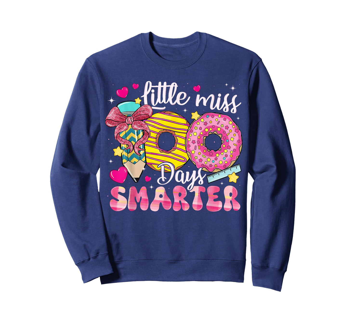 Little Miss 100 Days Smarter Donut 100th Day of School Girl T-Shirt