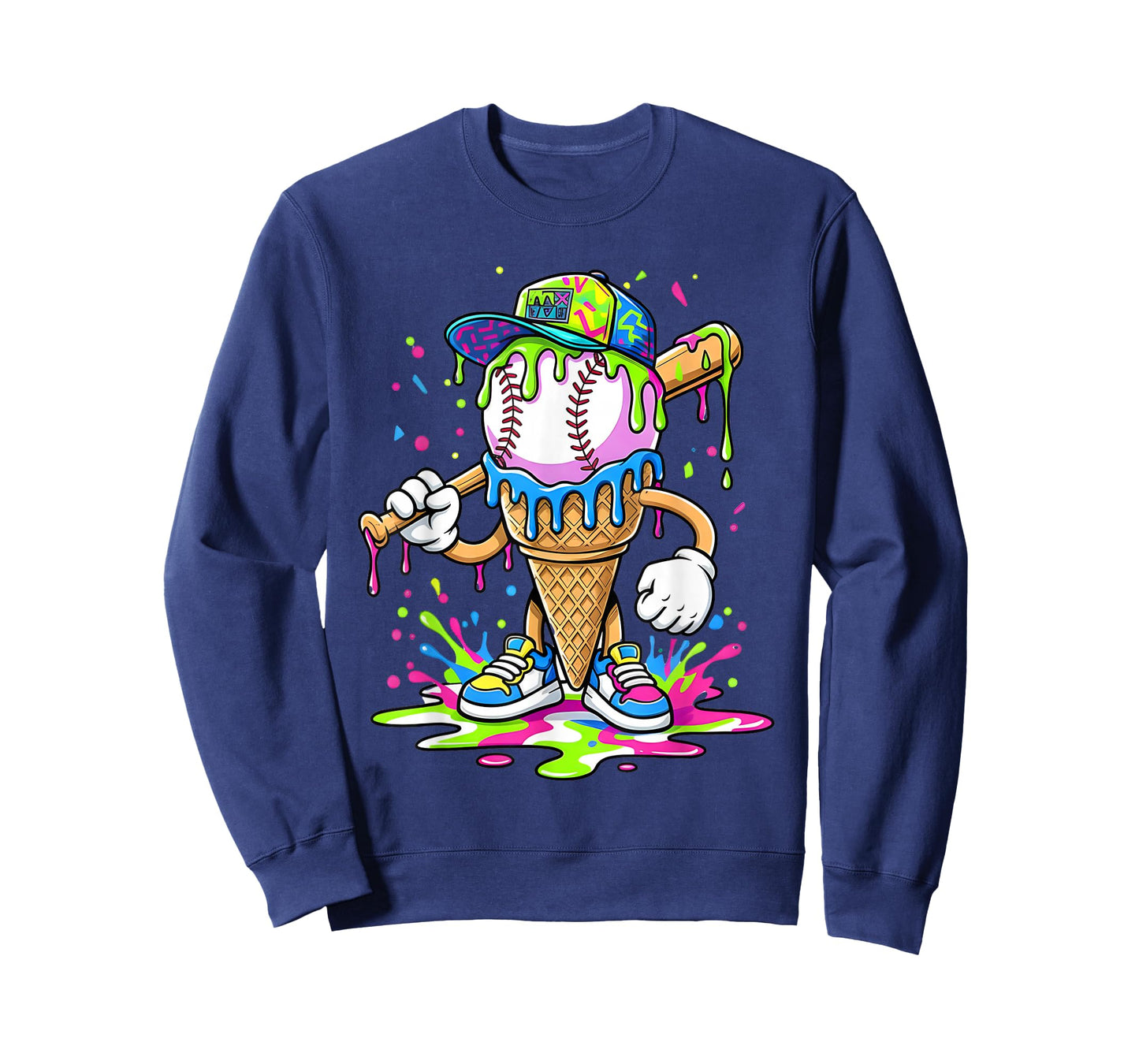 Baseball Drip for Boys Ice Cream Drip Youth Boys Baseball T-Shirt