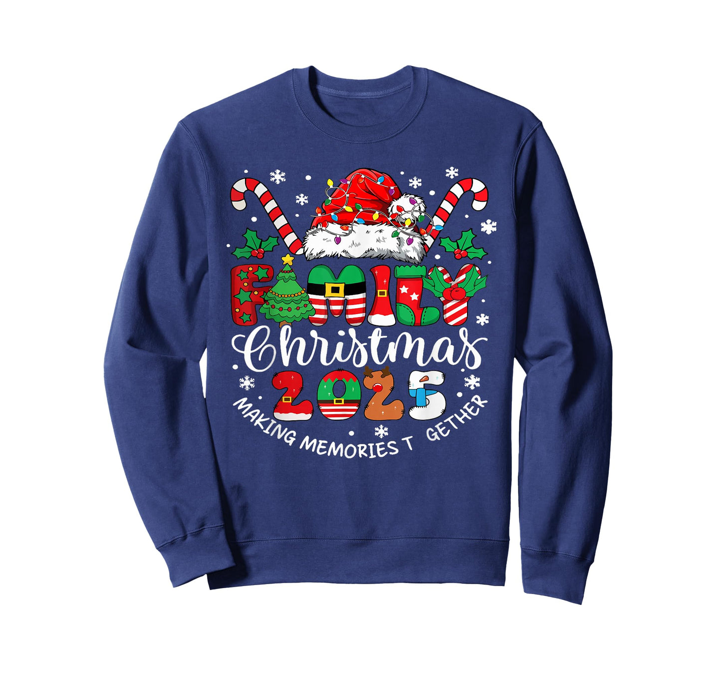 Family Christmas 2025 Matching Santa Hat Xmas Crew Pajamas T-Shirt