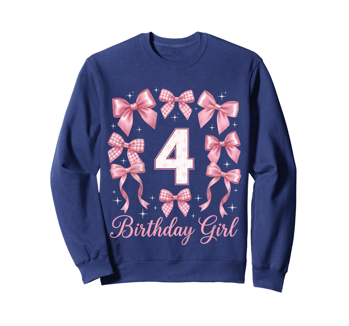 Kids 4th Birthday Shirt Girl Coquette Bow Kids Four 4 Year Old T-Shirt