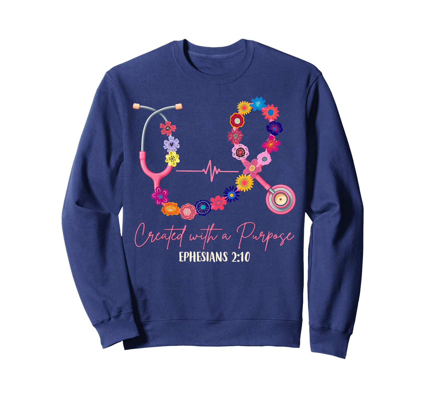 Christian Nurse Stethoscope Medical Created with A Purpose T-Shirt