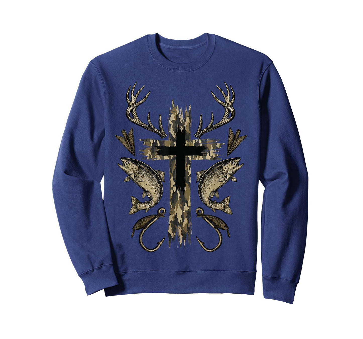 Cross Camo Fishing Hunting Christian Faith Hunter Fisherman T-Shirt