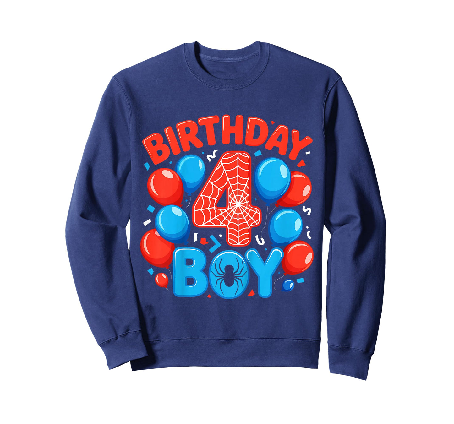 Kids 4th Birthday Spider Web 4 Year Old Boy Party T-Shirt