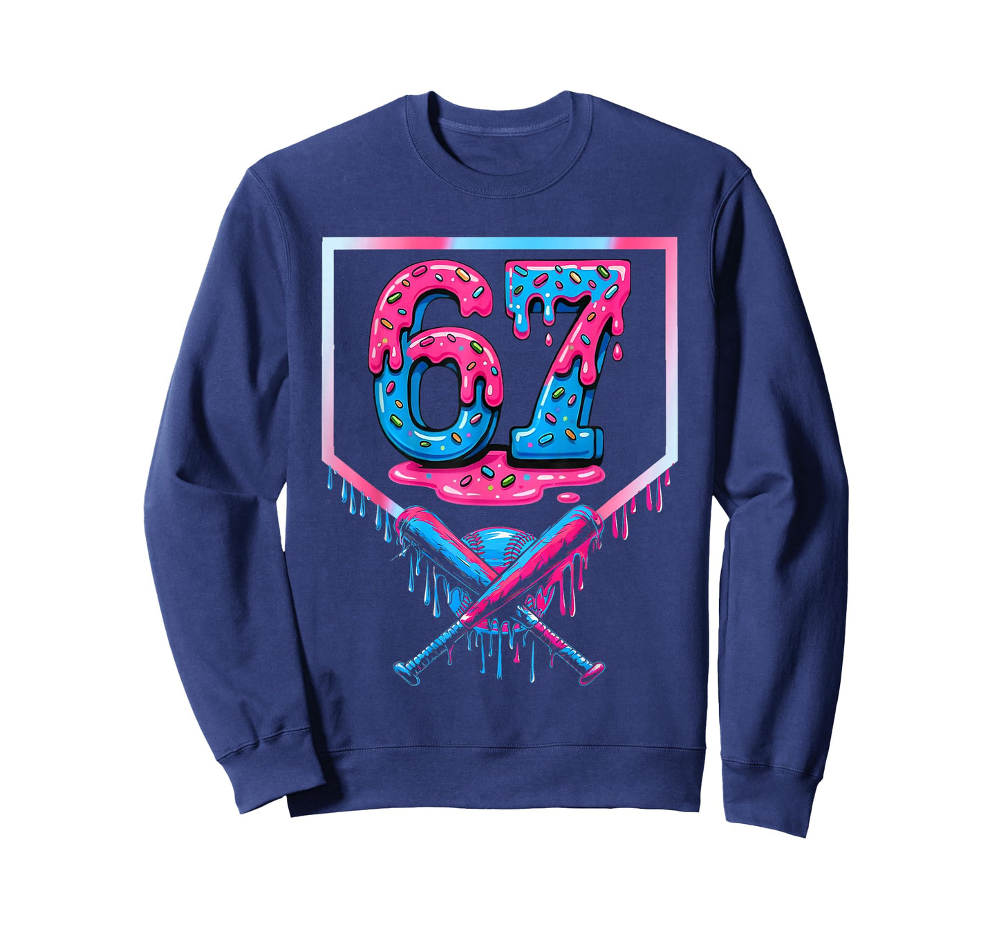 67 Six Seven Baseball Ice Cream Drip Cool Meme 67 Funny T-Shirt