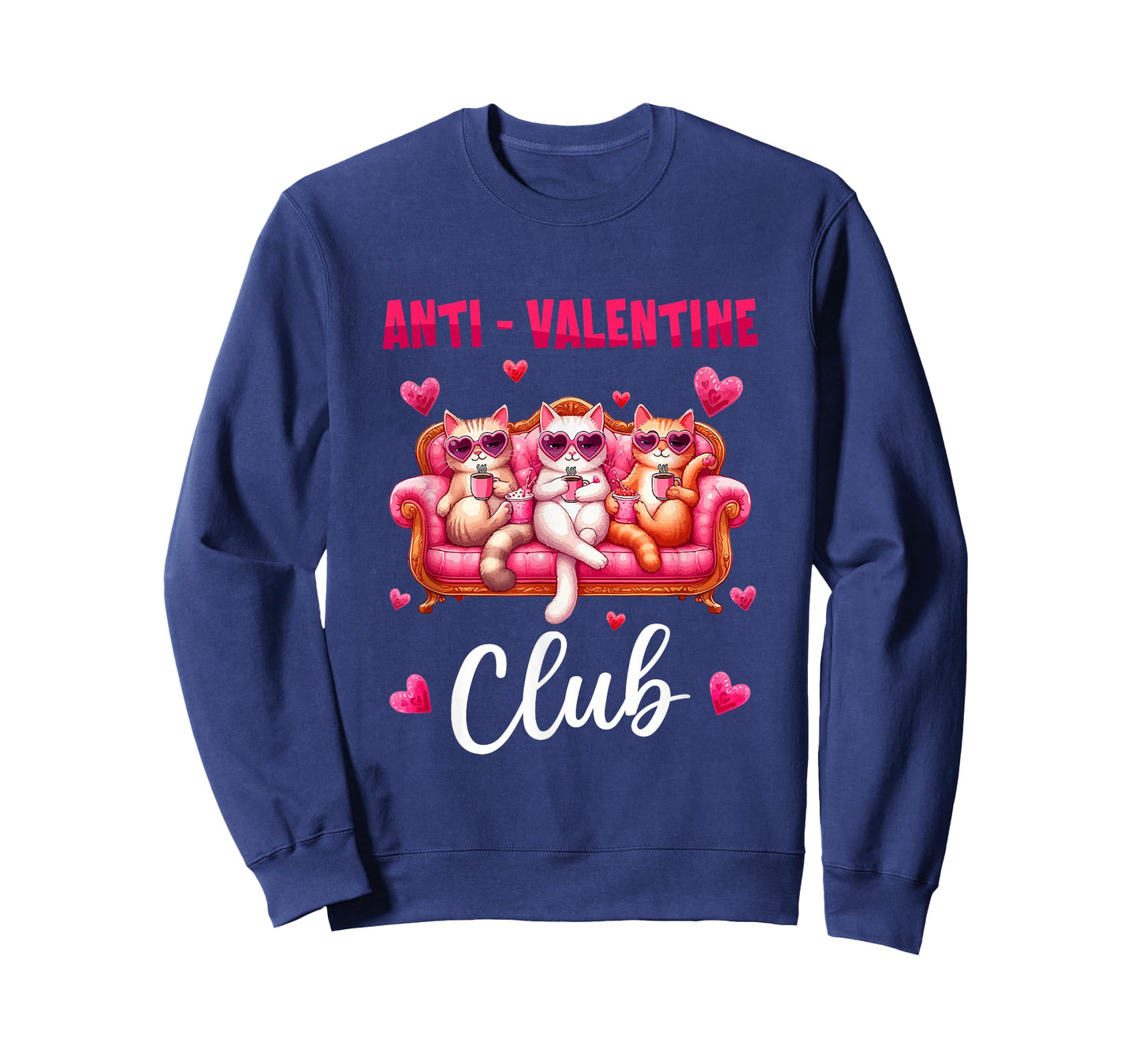 Valentine Club Sarcastic Anti Three Cute Cats Single T-Shirt