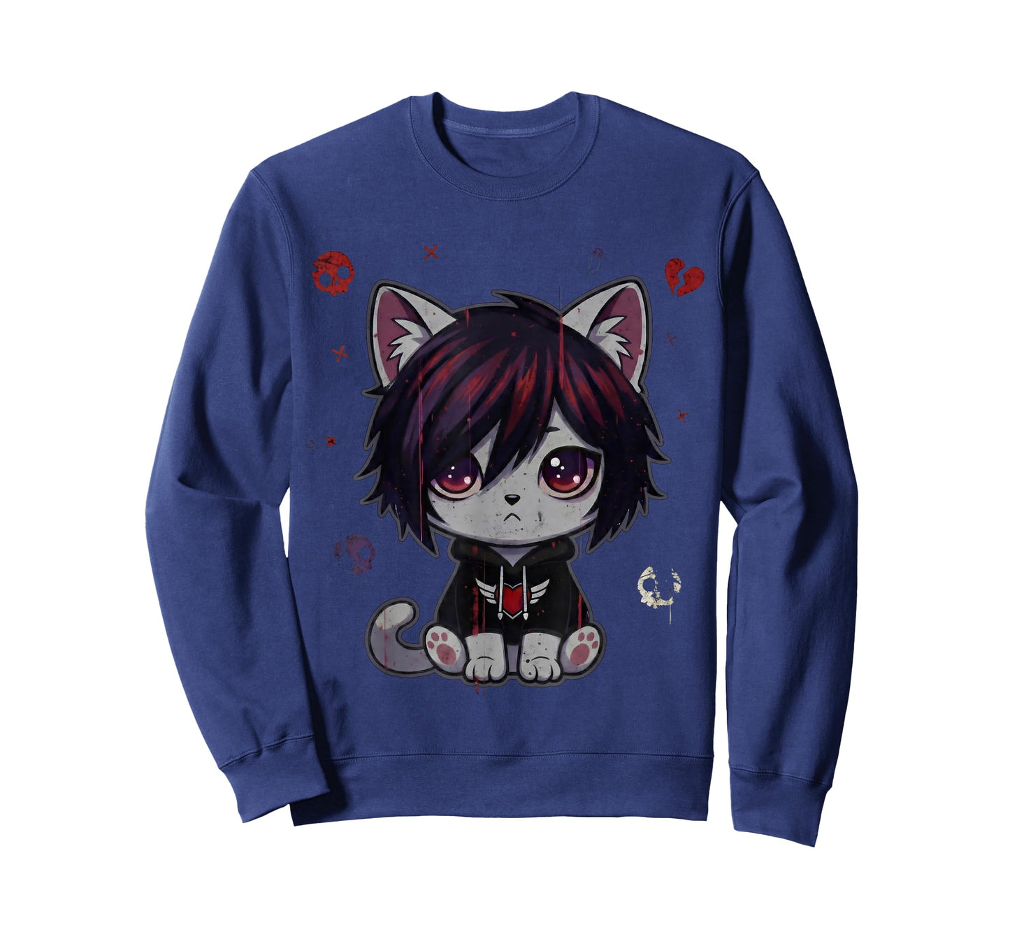 Goth Girl Emo Gothic Cat, Punk Dark Music Grunge Cute Kitty T-Shirt