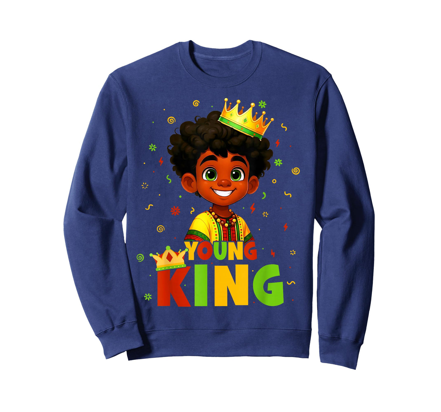 Black History Month Black Young King Afro Hair Kid Boys Men T-Shirt