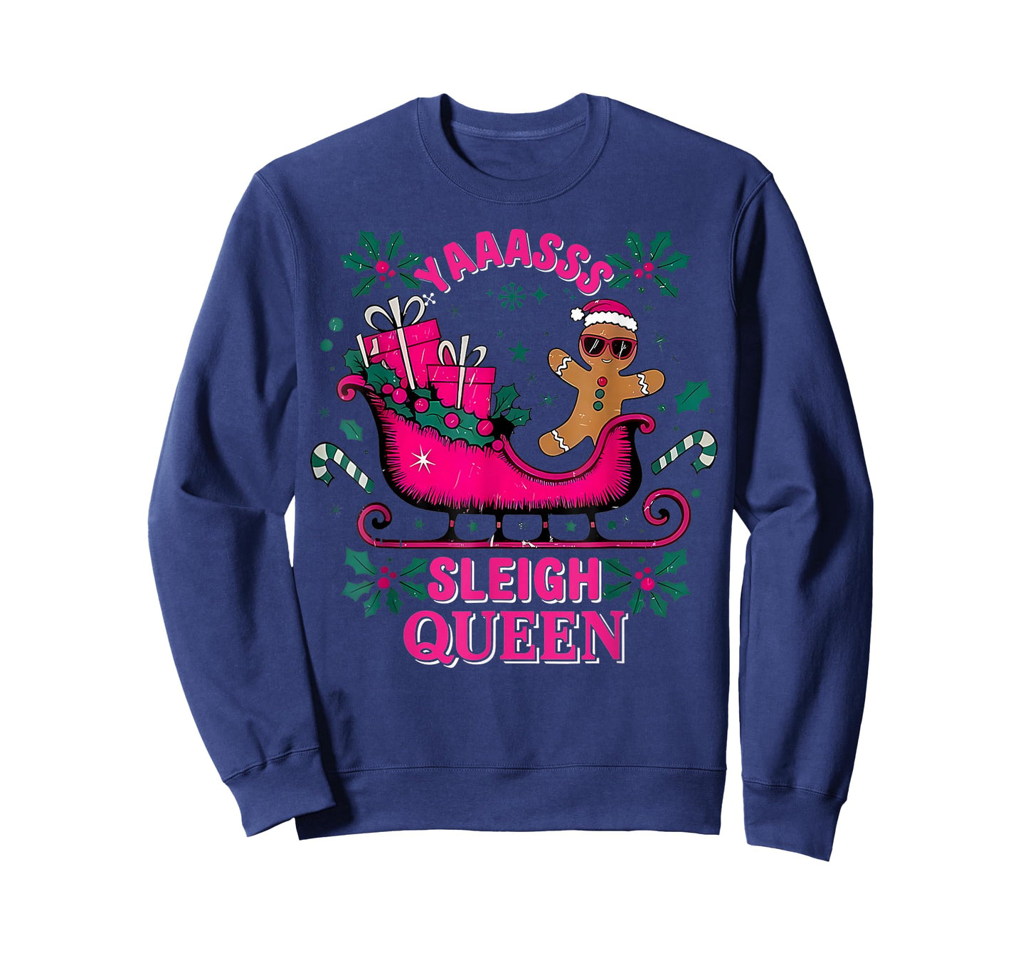 Yaaasss Sleigh Queen Sleigh Girl Matching Christmas Pajamas T-Shirt
