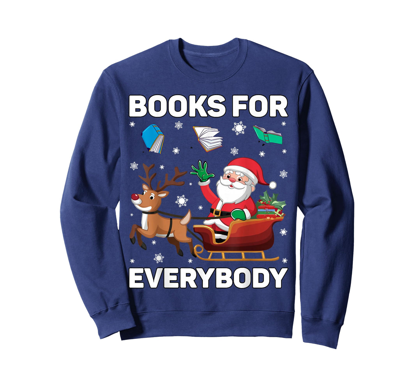 Books for Everybody Christmas Book Funny Xmas Women Santa T-Shirt