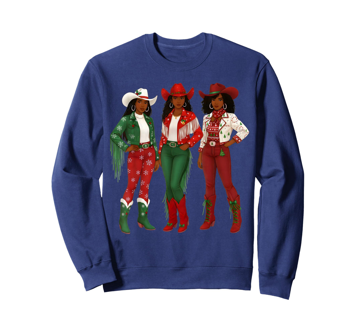 Merry Christmas African American Afro Cowgirl Western Xmas T-Shirt