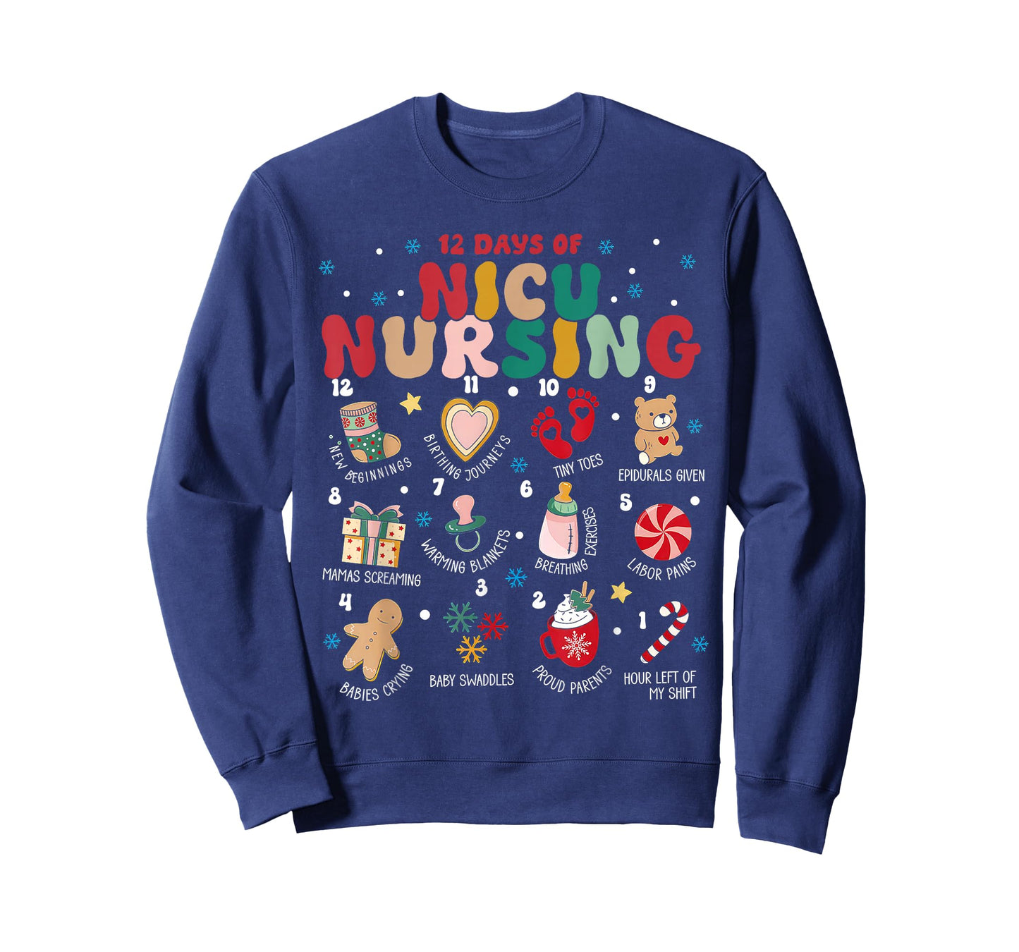 Cute 12 Days of Nicu Unit Nursing Funny Nicu Nurse Christmas T-Shirt