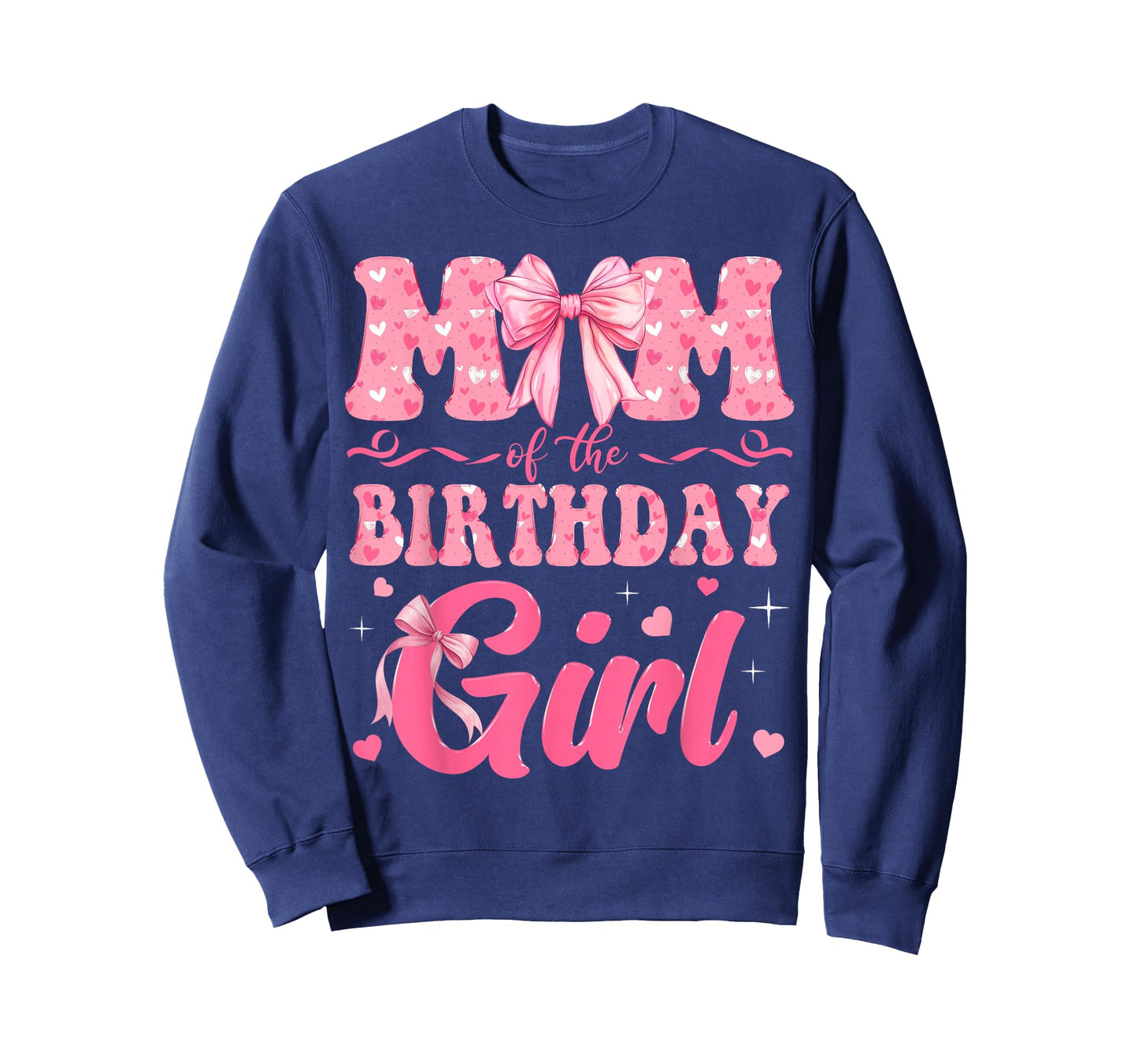 Mom of The Birthday Girl Family Pink Coquette Bow T-Shirt