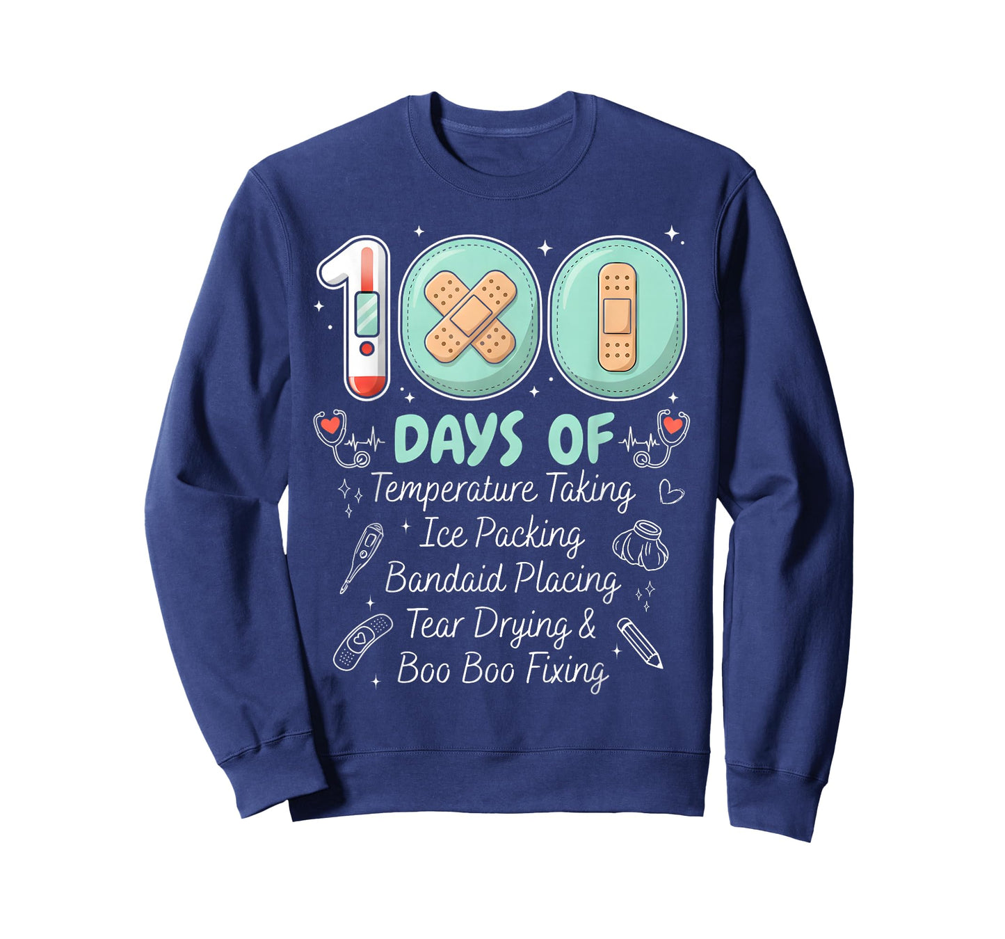 School Nurse Crew 100 Days of Temperature Taking Ice Packing T-Shirt