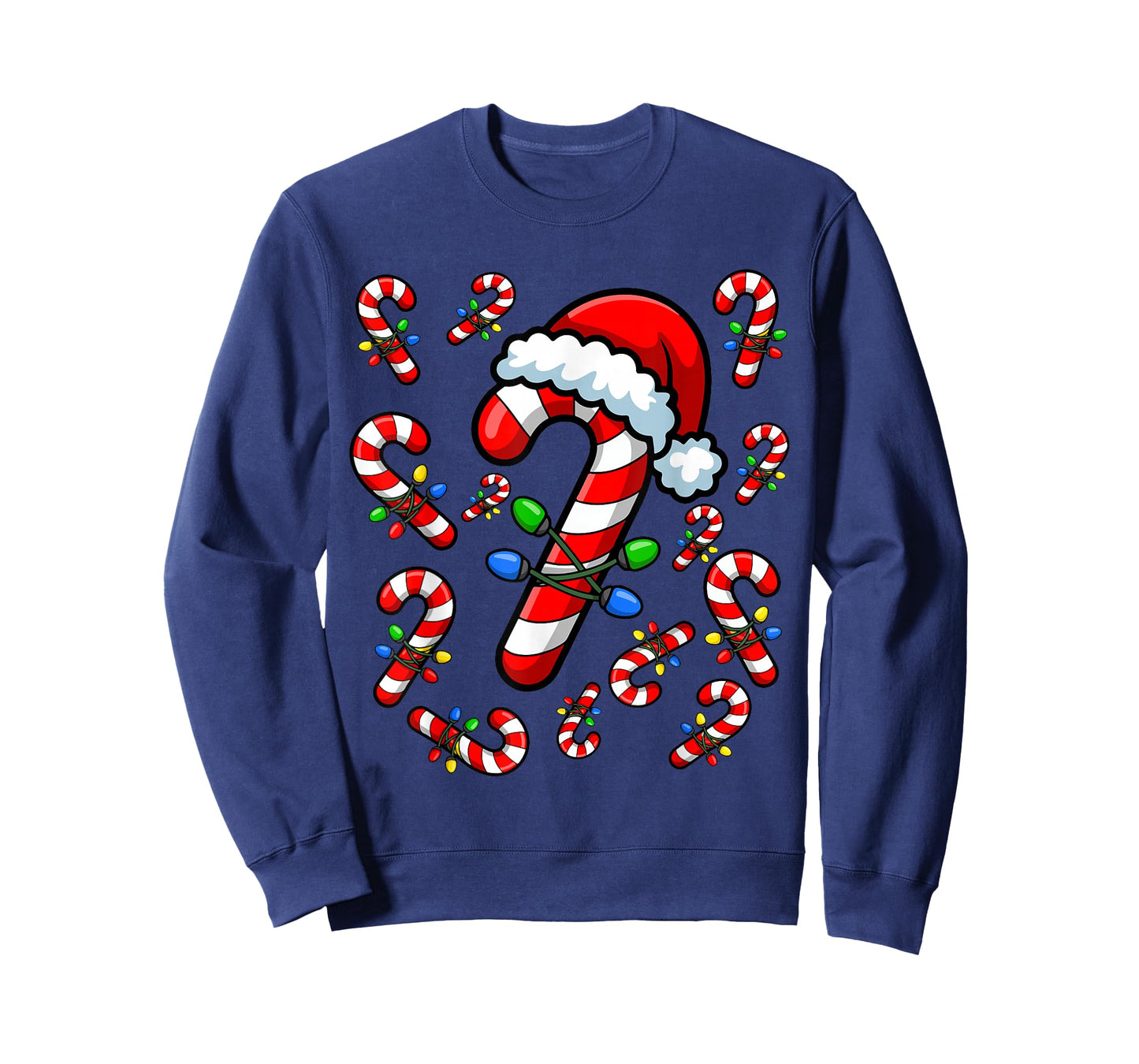 Red and White Candy Cane Santa Christmas Xmas Lights T-Shirt