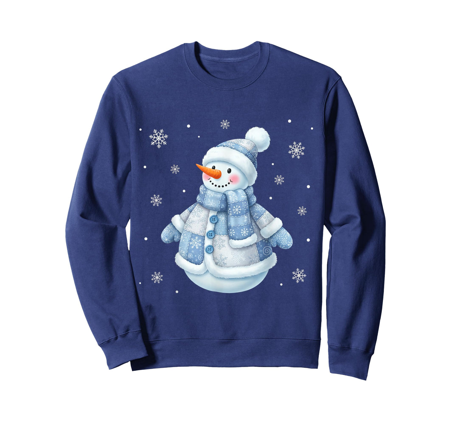 Cute Blue Snowman with Snowflakes Winter Christmas Design T-Shirt