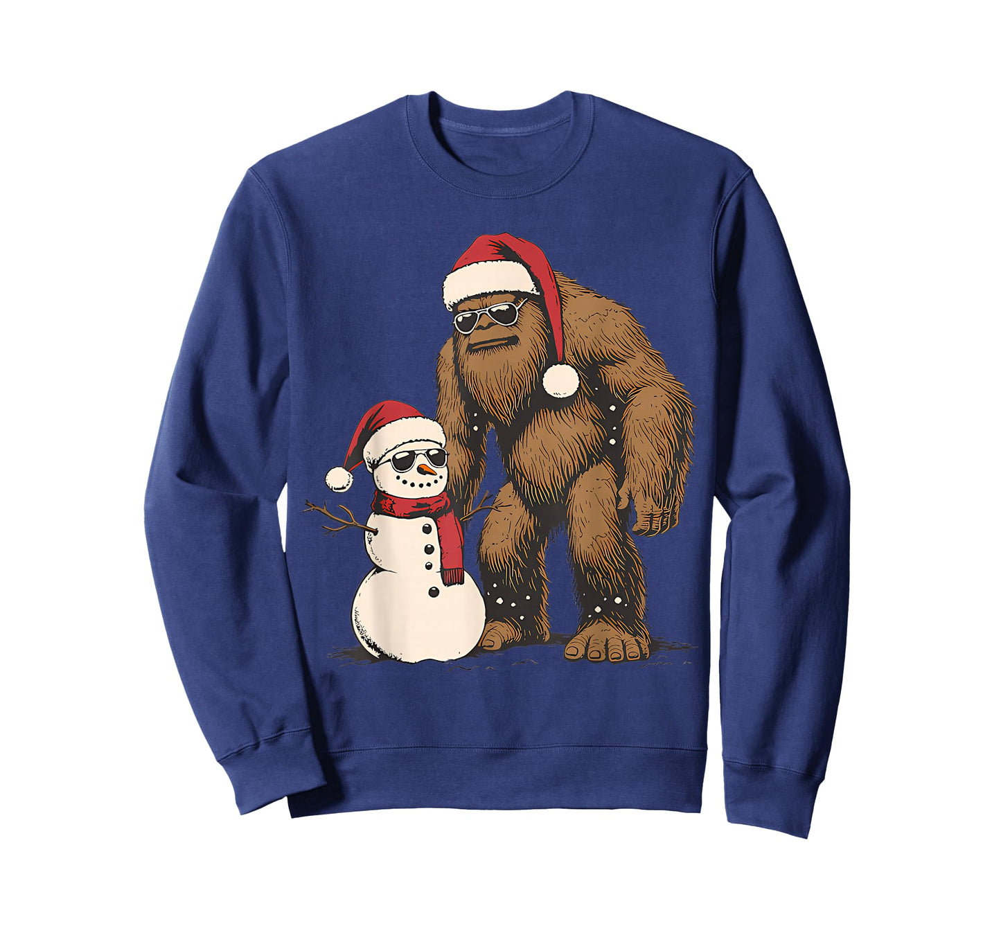 Santa Bigfoot Christmas Tree Xmas Lights Boys Men Sasquax T-Shirt