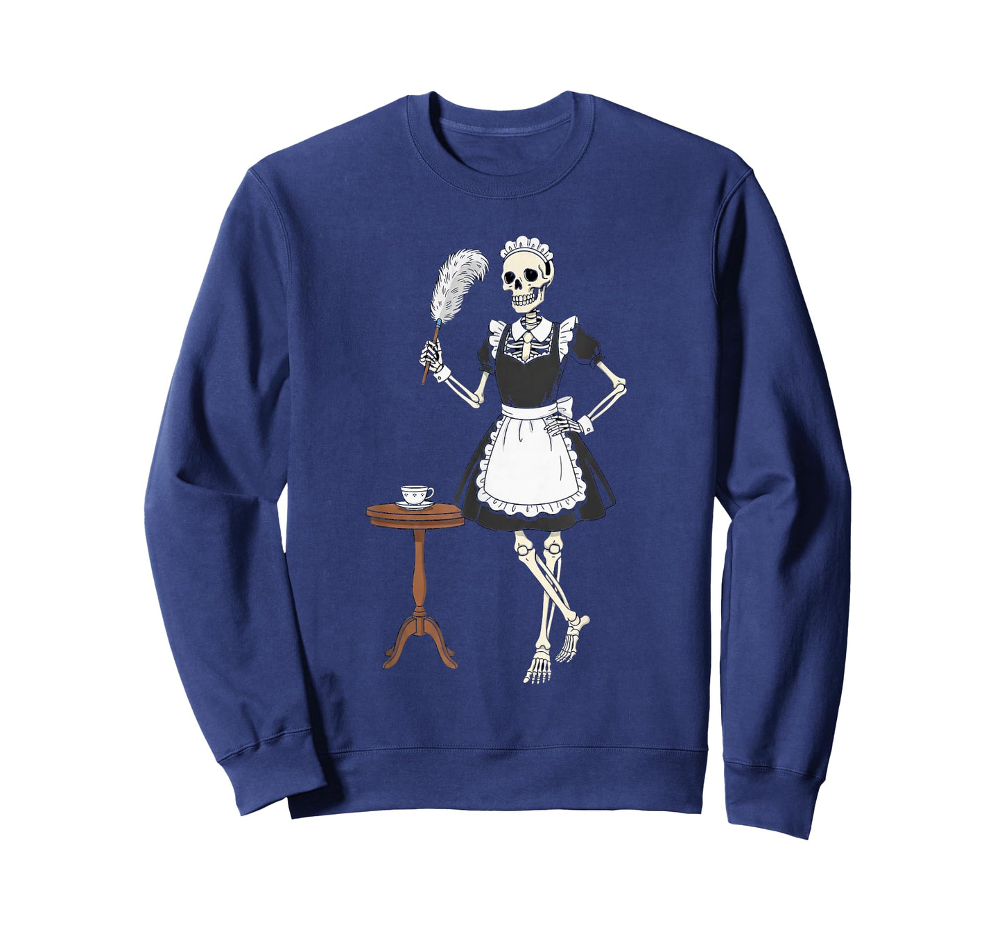 French Maid Skeleton Halloween Funny for Men Boys Kids T-Shirt