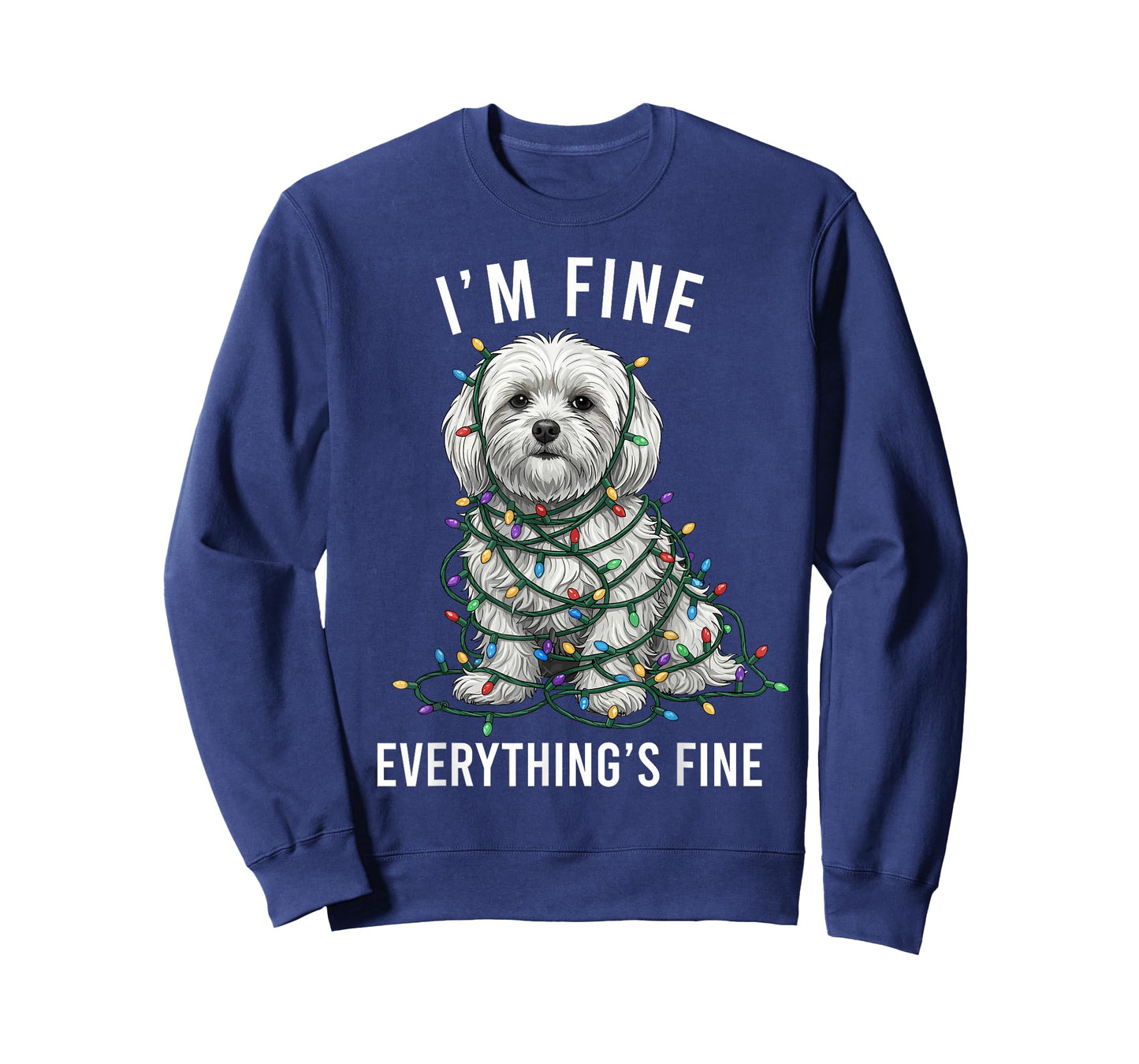 Maltese Christmas I'm Fine Everything is Fine T-Shirt
