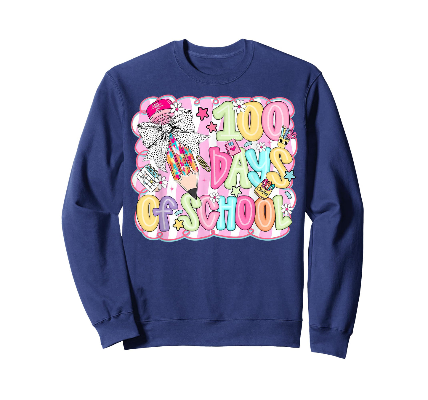 Preppy Coquette Pencil Bow 100 Days of School Girl Women T-Shirt