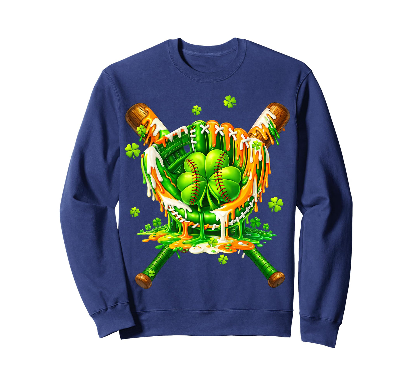 Kids St Patricks Day Baseball Drip Ice Cream Boys Shamrock T-Shirt