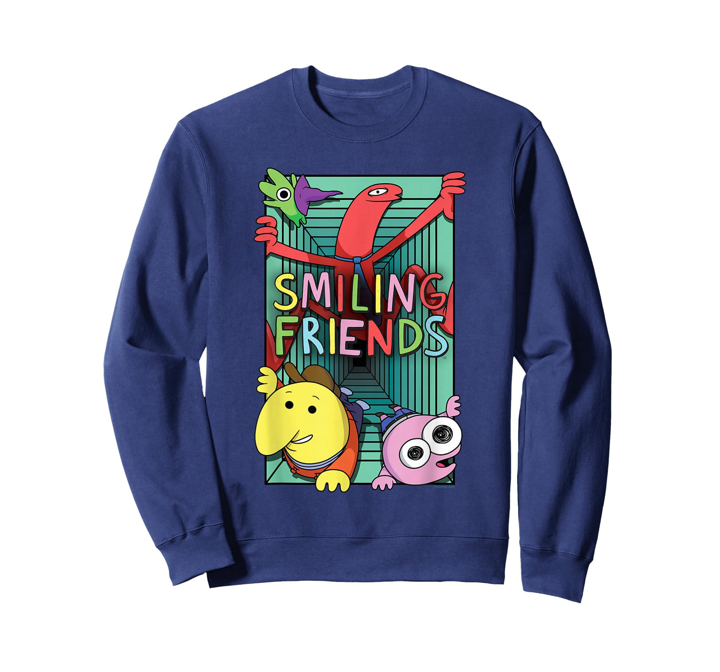 Smiling Friends Crawling Character Collage Cartoon T-Shirt