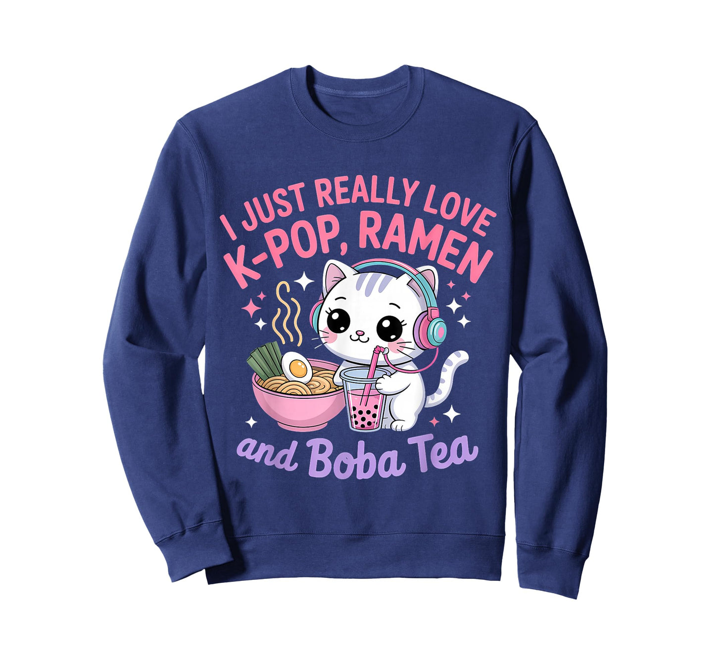 I Just Really Love K-Pop Ramen and Boba Tea Cat T-Shirt