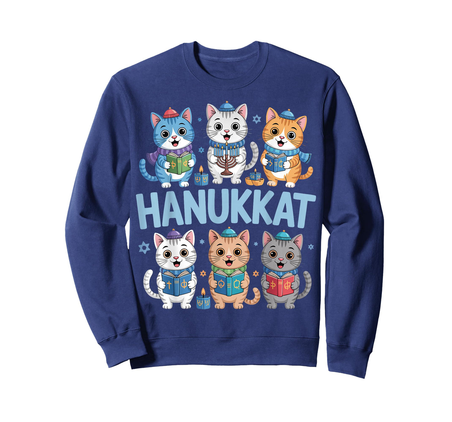 Hanukkah Cat Menorah Cute Jewish Holiday Cats Ugly Funny T-Shirt