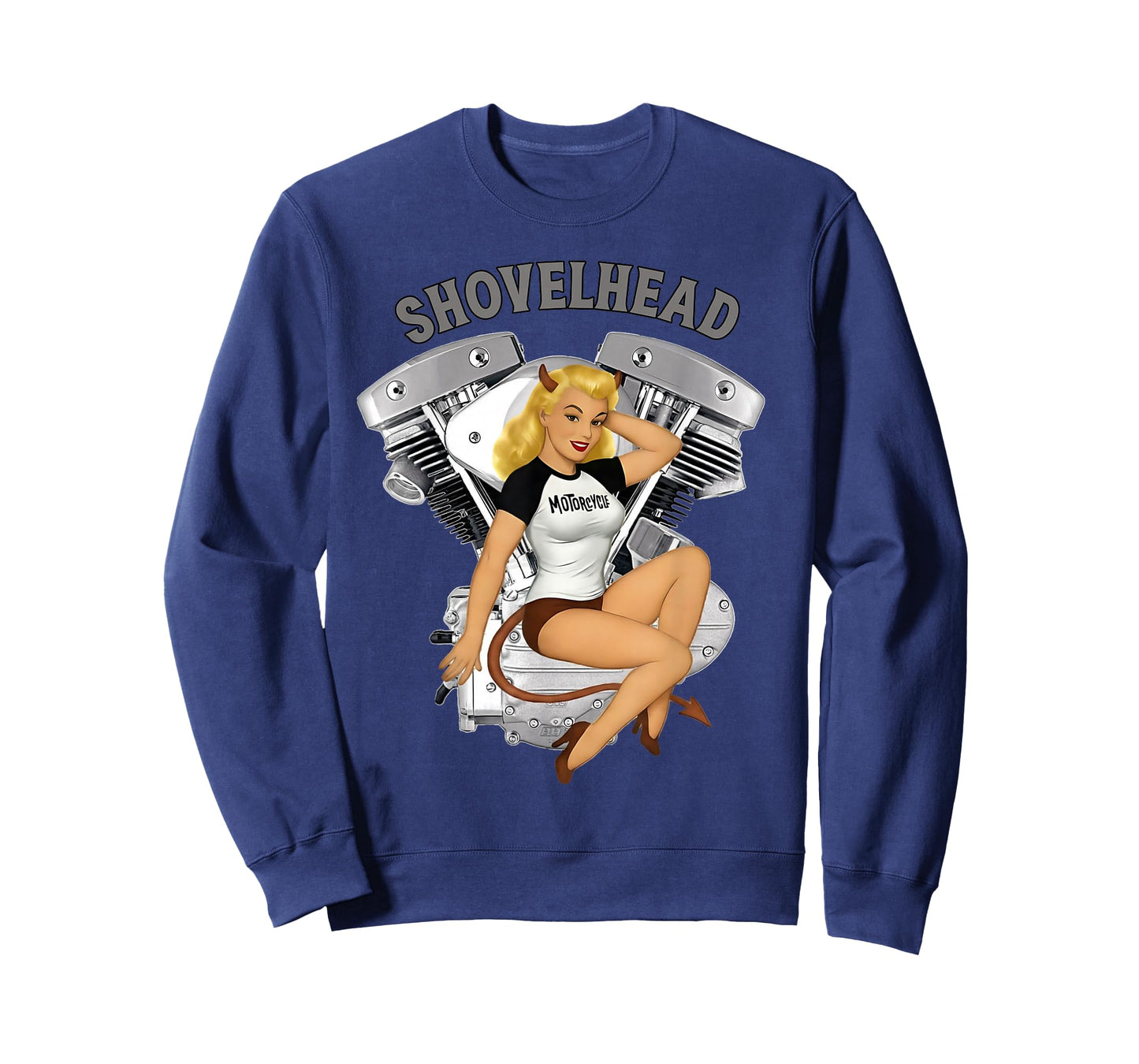 HD Shovelhead Pinup She Devil Biker Motorcycle Engine T-Shirt