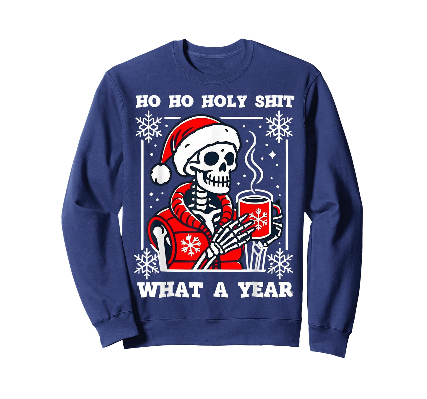 Funny Ho Ho What A Year Skeleton Santa Christmas 2025 T-Shirt