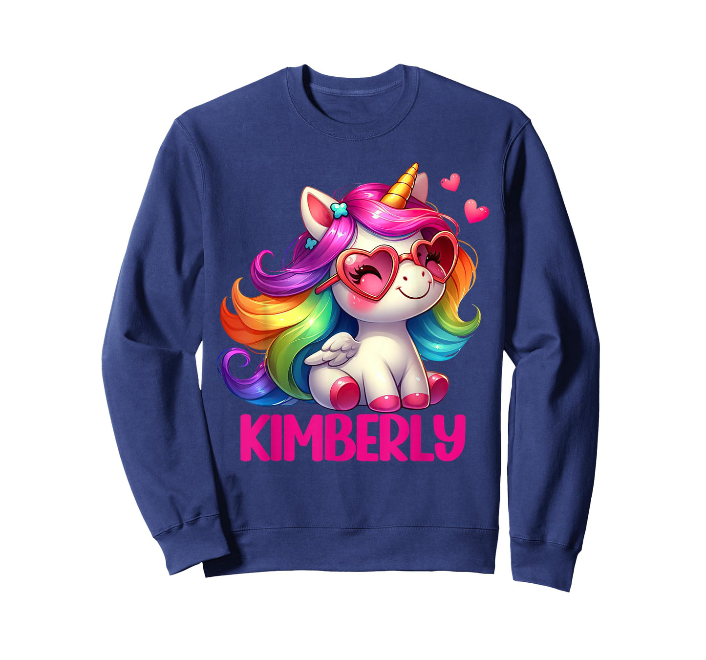 Kimberly Personalized Name Colorful Unicorn Women Girls T-Shirt