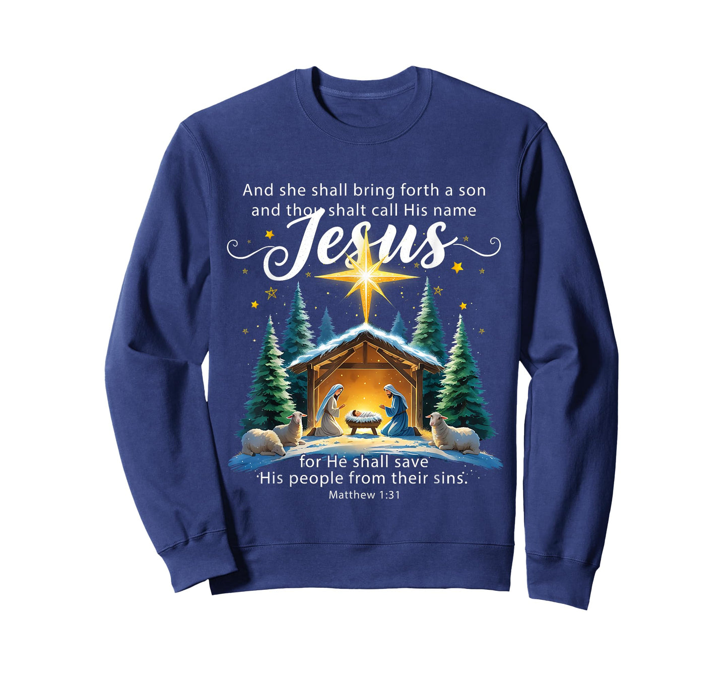 and Thou Shalt Call His Name Jesus Nativity Christmas T-Shirt