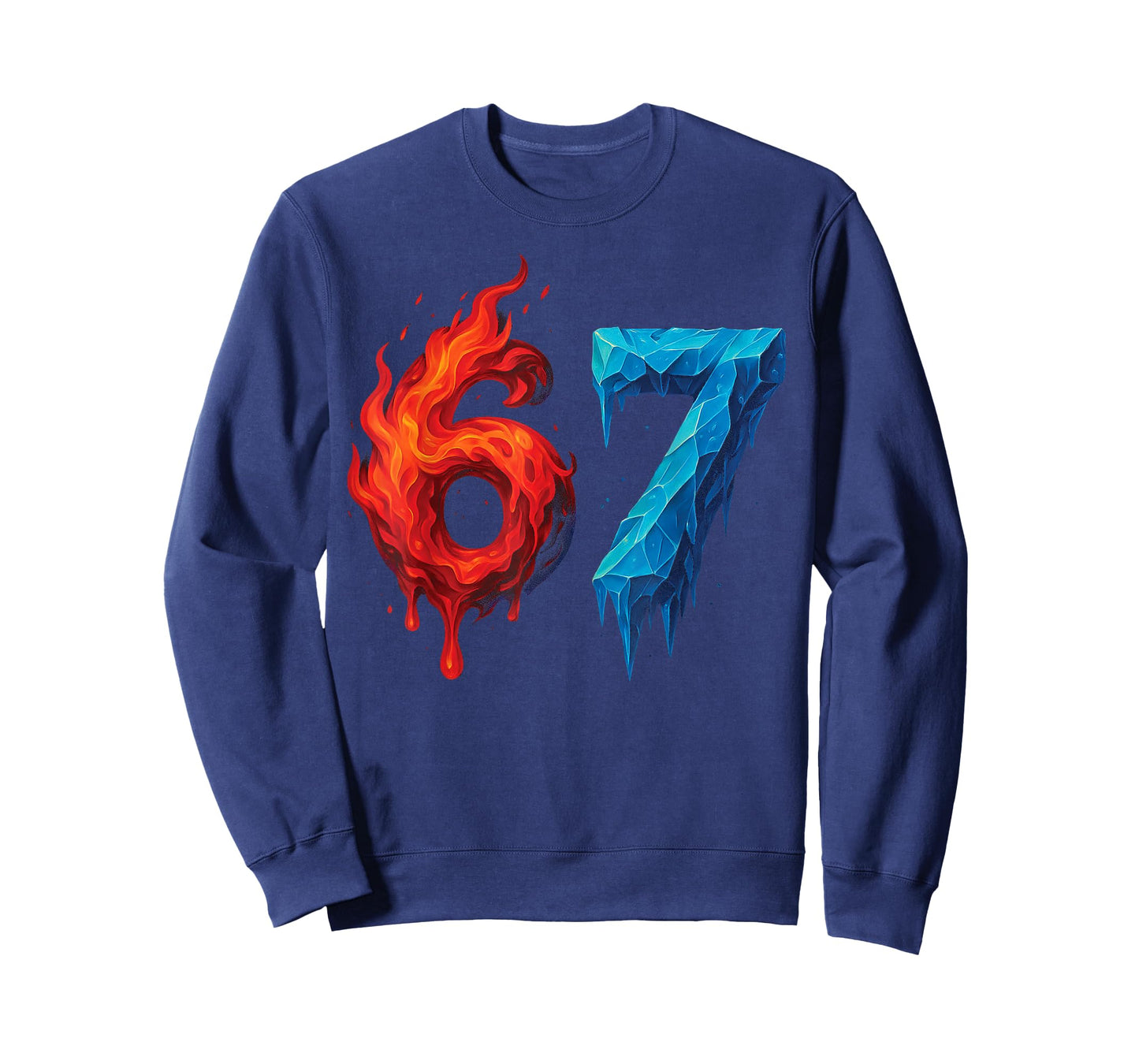 67 Six Seven 6-7 Flaming Ice - Funny Teen Kids Brainrot Meme T-Shirt