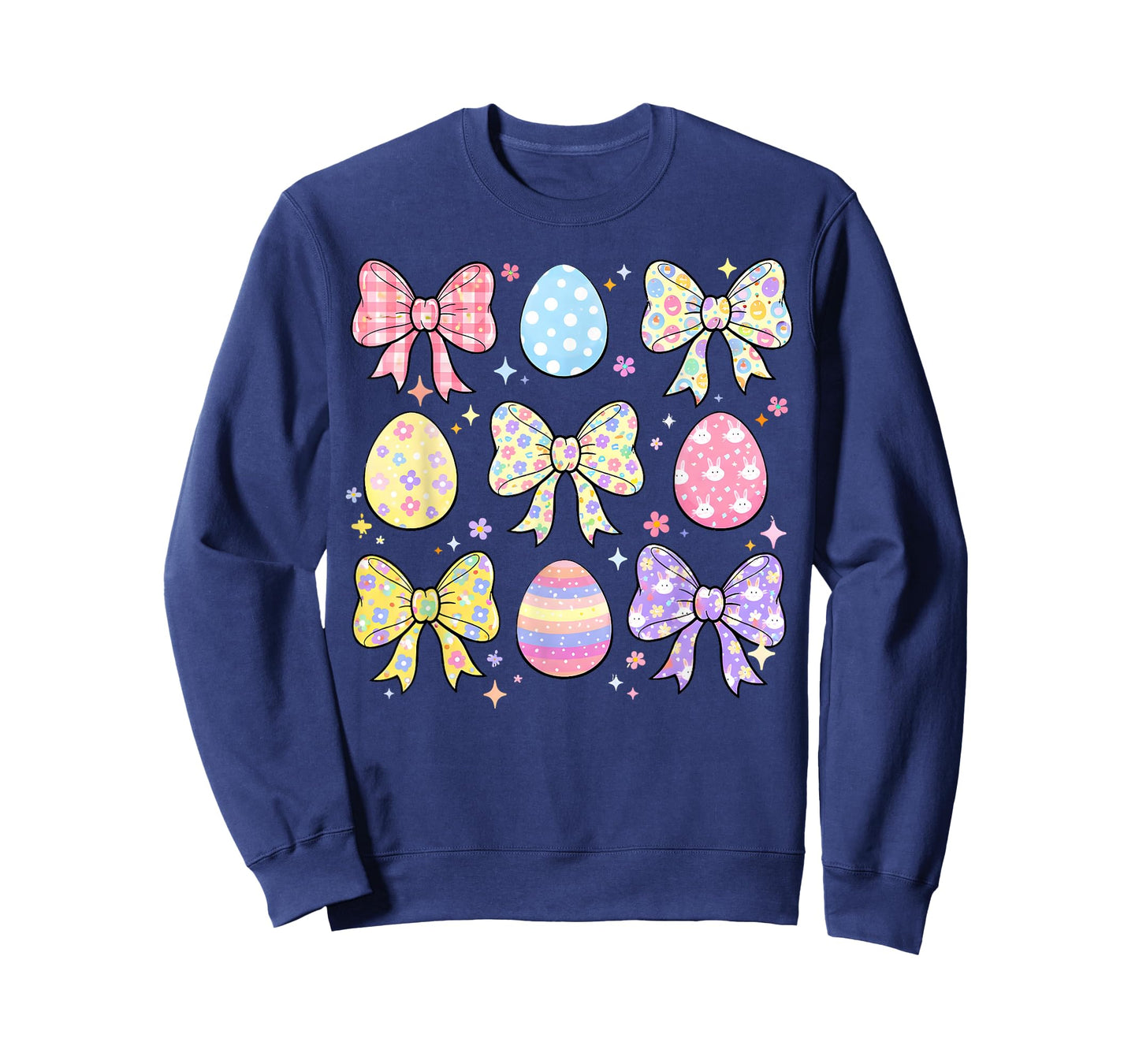 Happy Easter Day Coquette Bow Cute Eggs Girls Kids Women T-Shirt