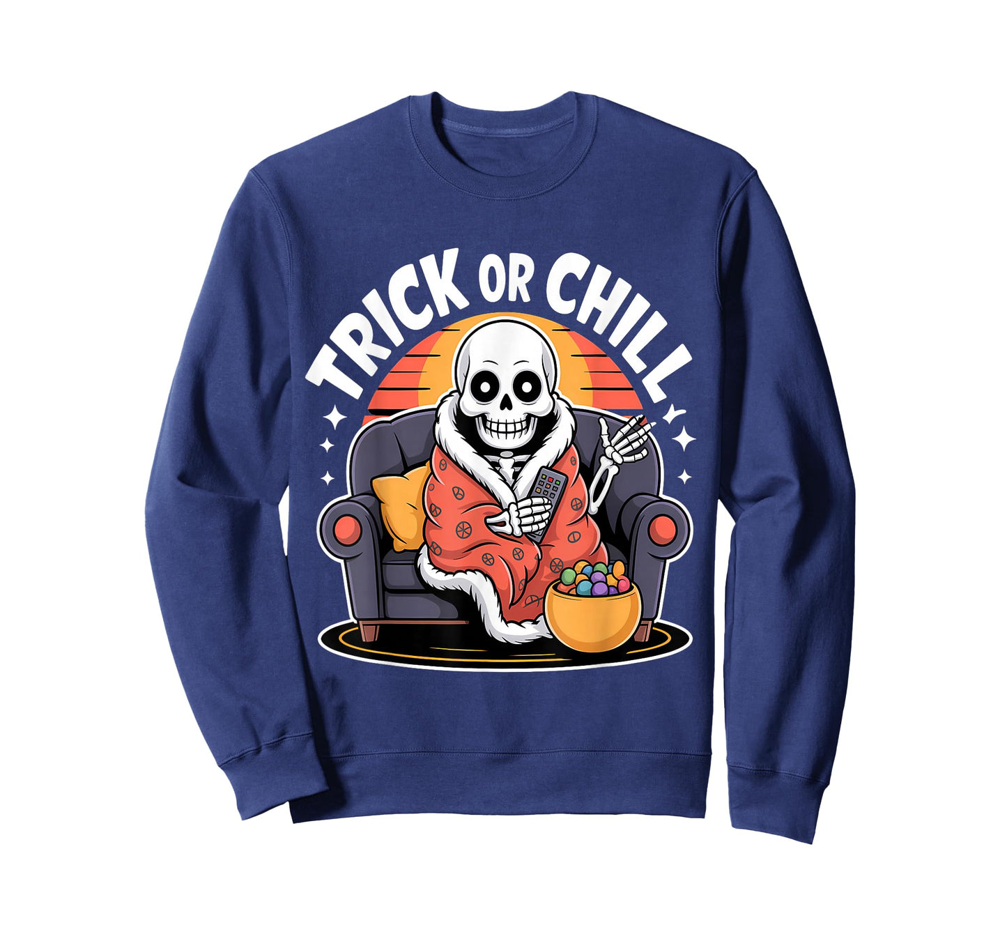 Trick Or Chill Skeleton Halloween Vibes T-Shirt