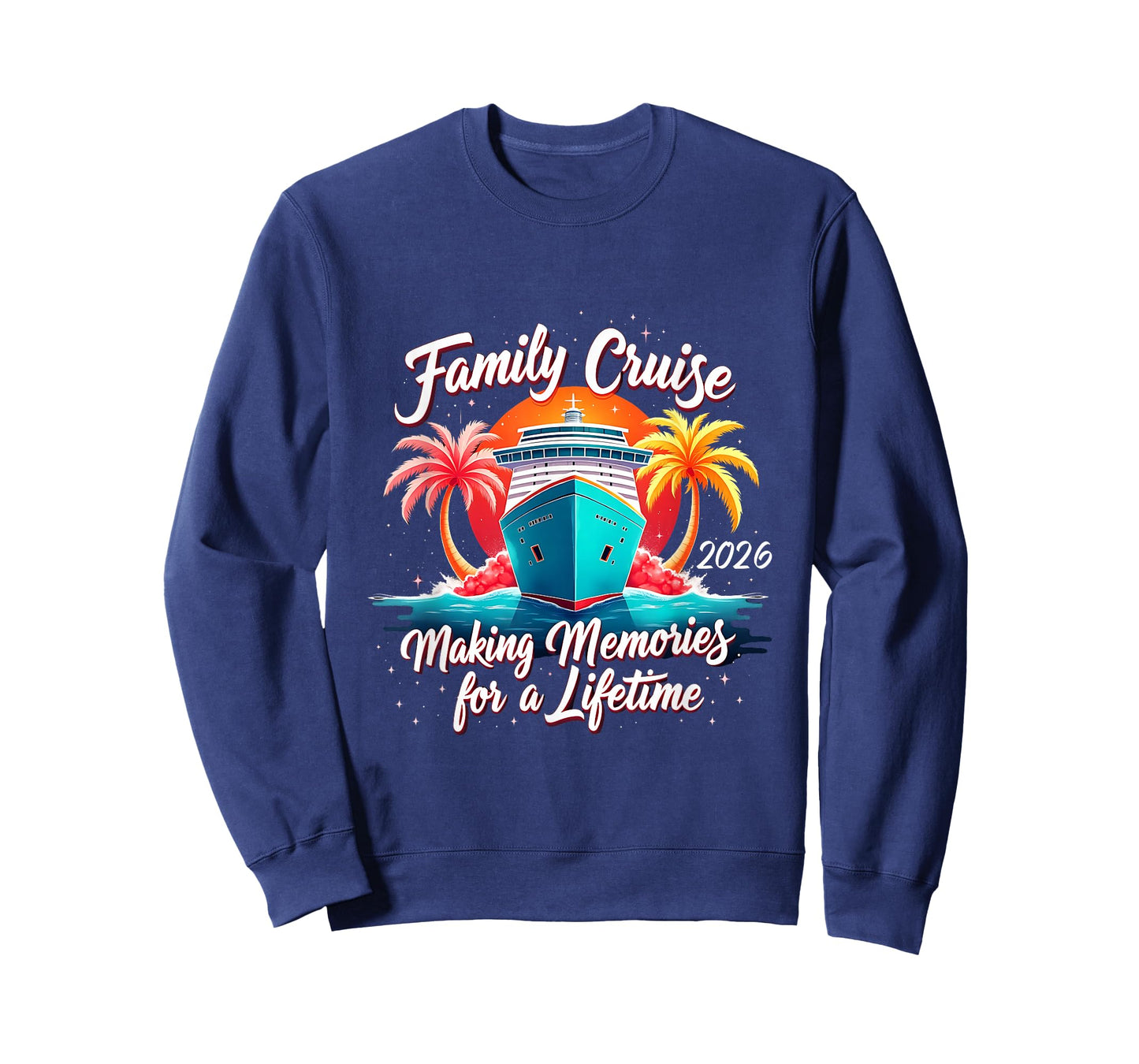 Family Cruise 2026 Making Memories Tropical Sunset Vacation T-Shirt