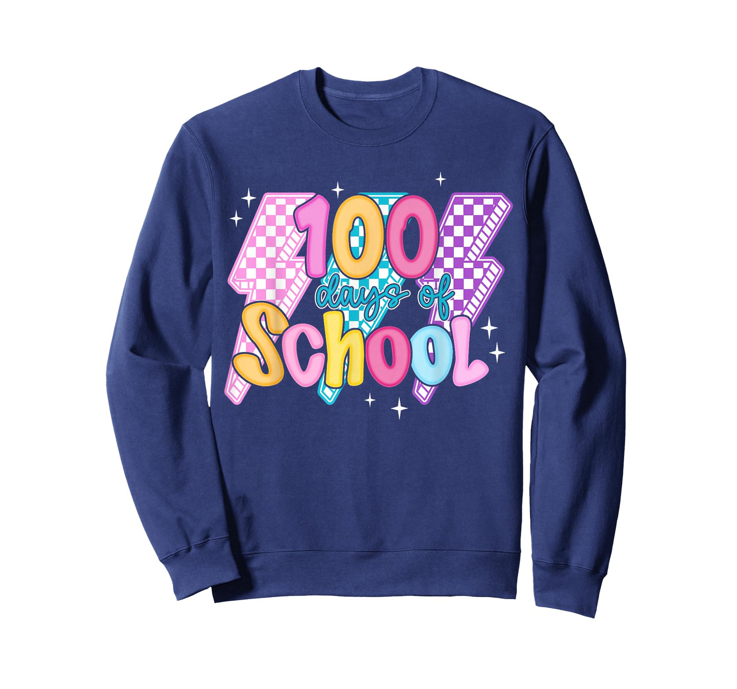 100 Days of School Lightning-Bolt Teacher Girl Kid 100th Day T-Shirt